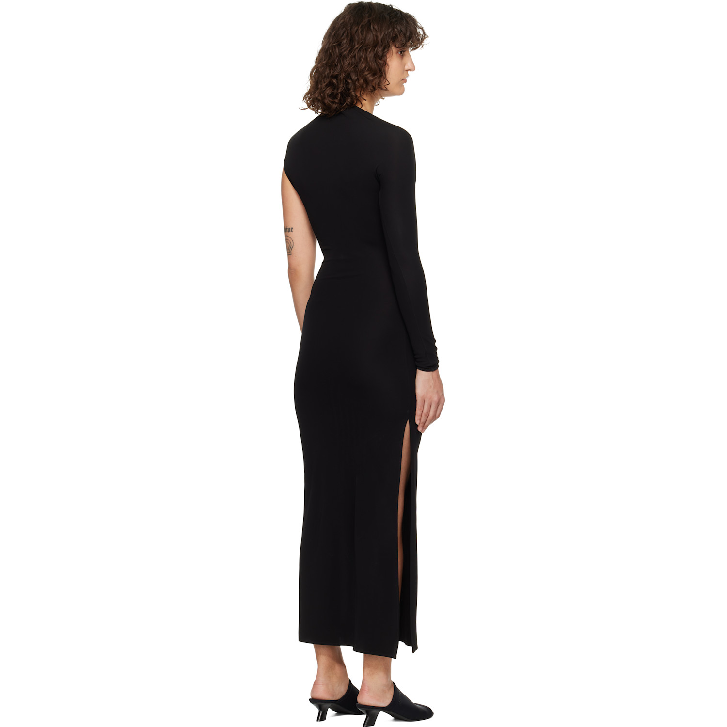  Courrèges Black Asymmetric Maxi Dress 