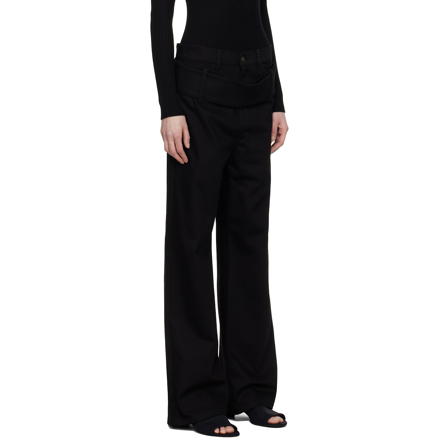  Courrèges Black Double Belt Jeans 