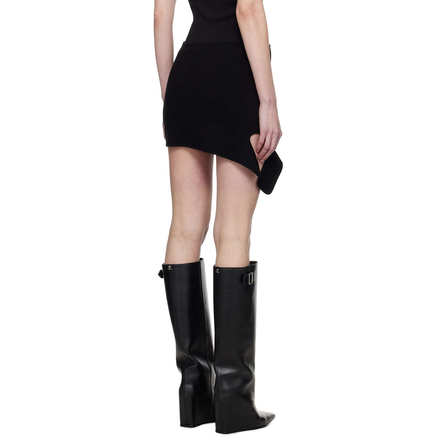  Courrèges Black Loop Knit Miniskirt 