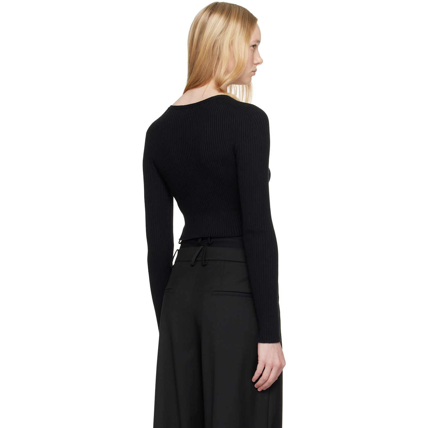  Courrèges Black Solar Light Rib Cardigan 