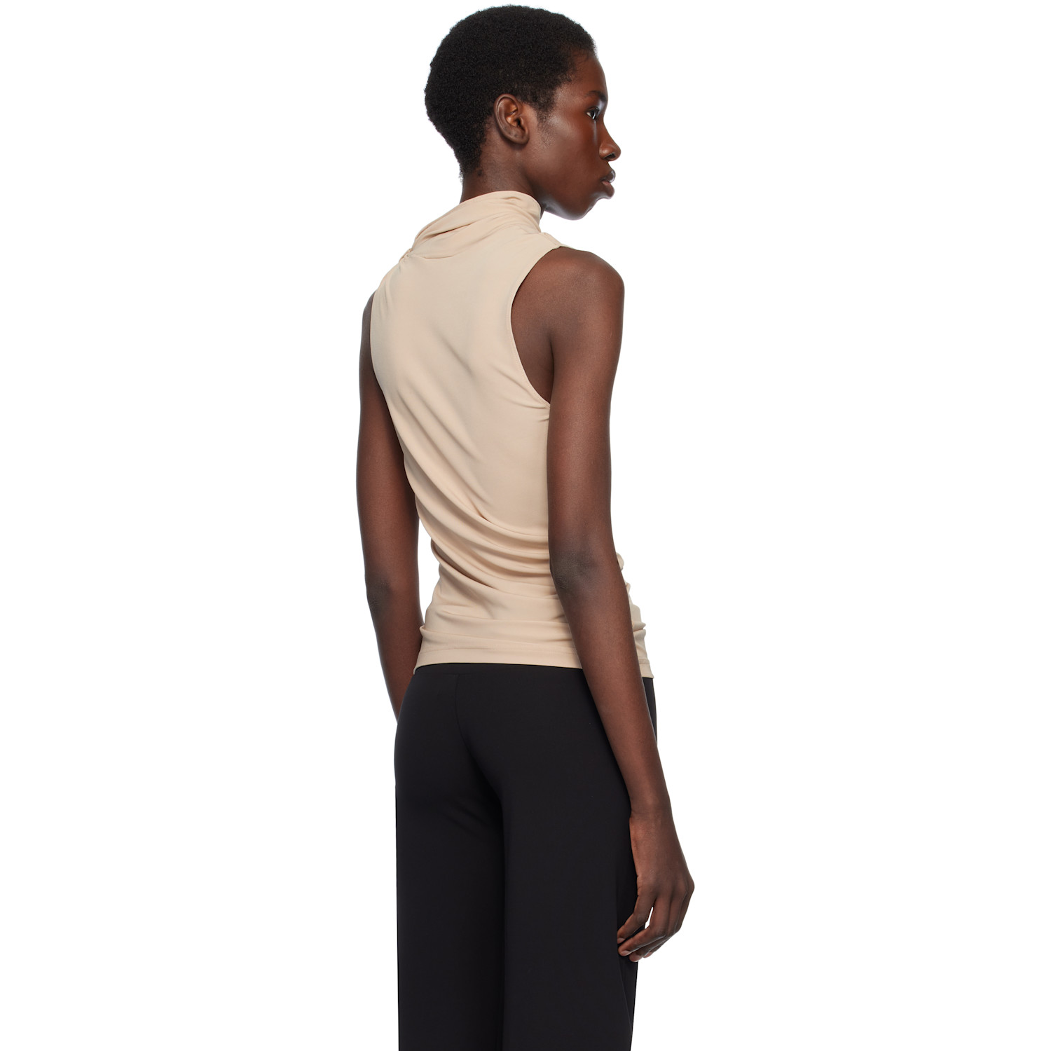  Courrèges Beige Draped Jersey Tank Top 