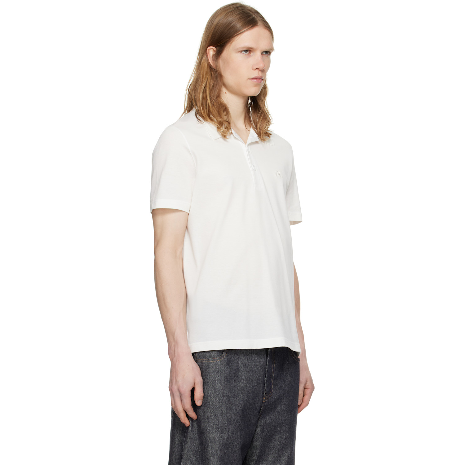  Courrèges White 'ac' Piqué Polo 