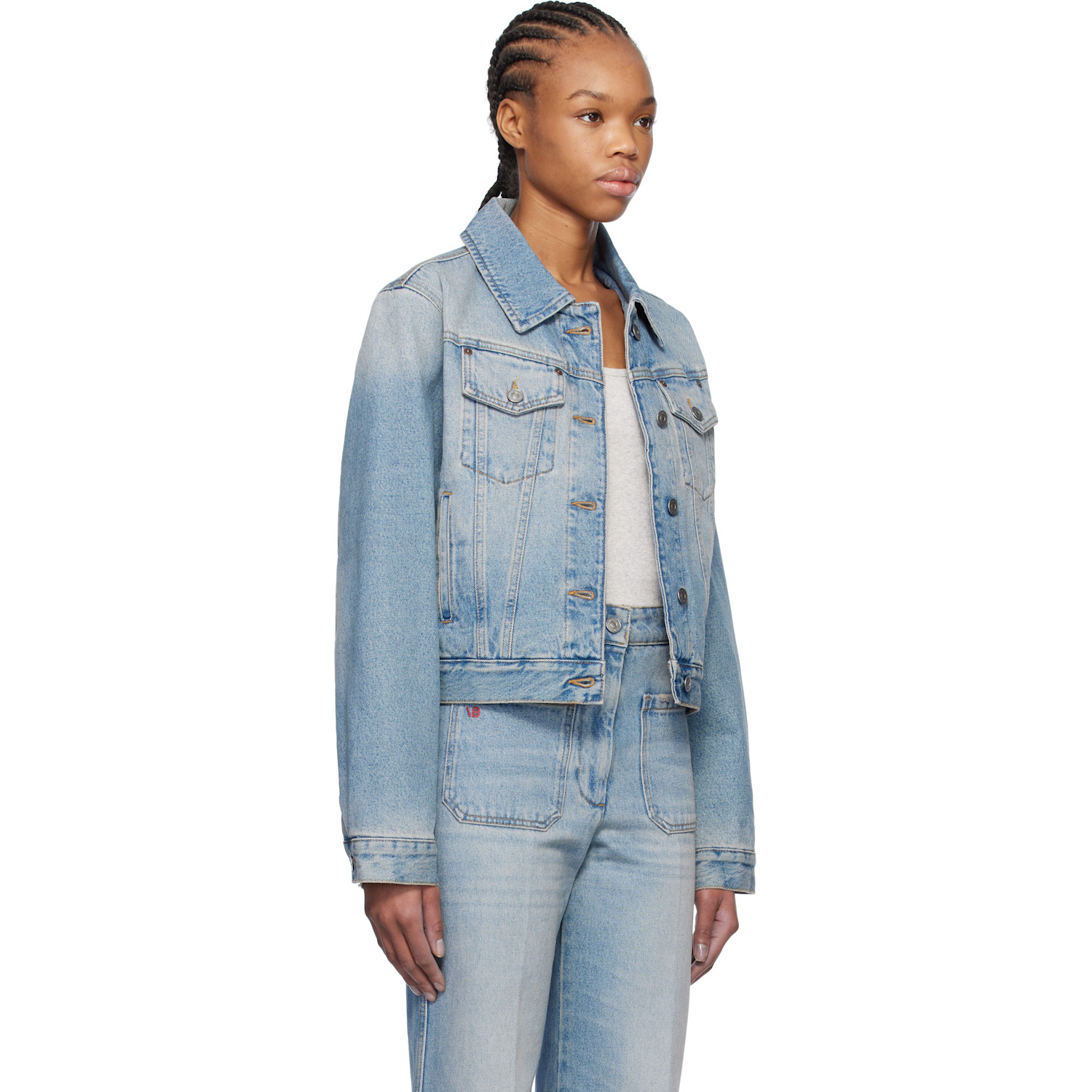  Victoria Beckham Blue Padded Denim Jacket 