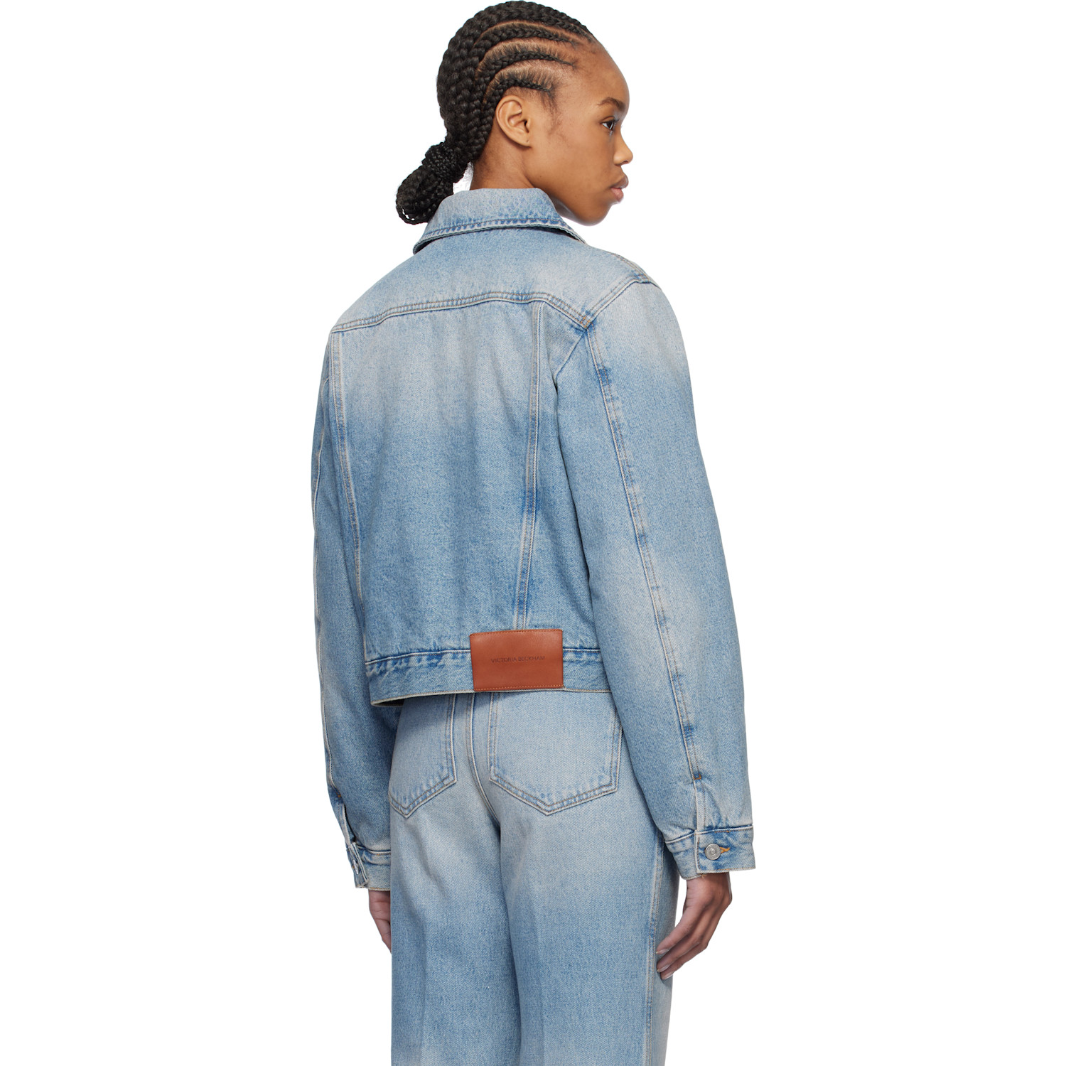  Victoria Beckham Blue Padded Denim Jacket 