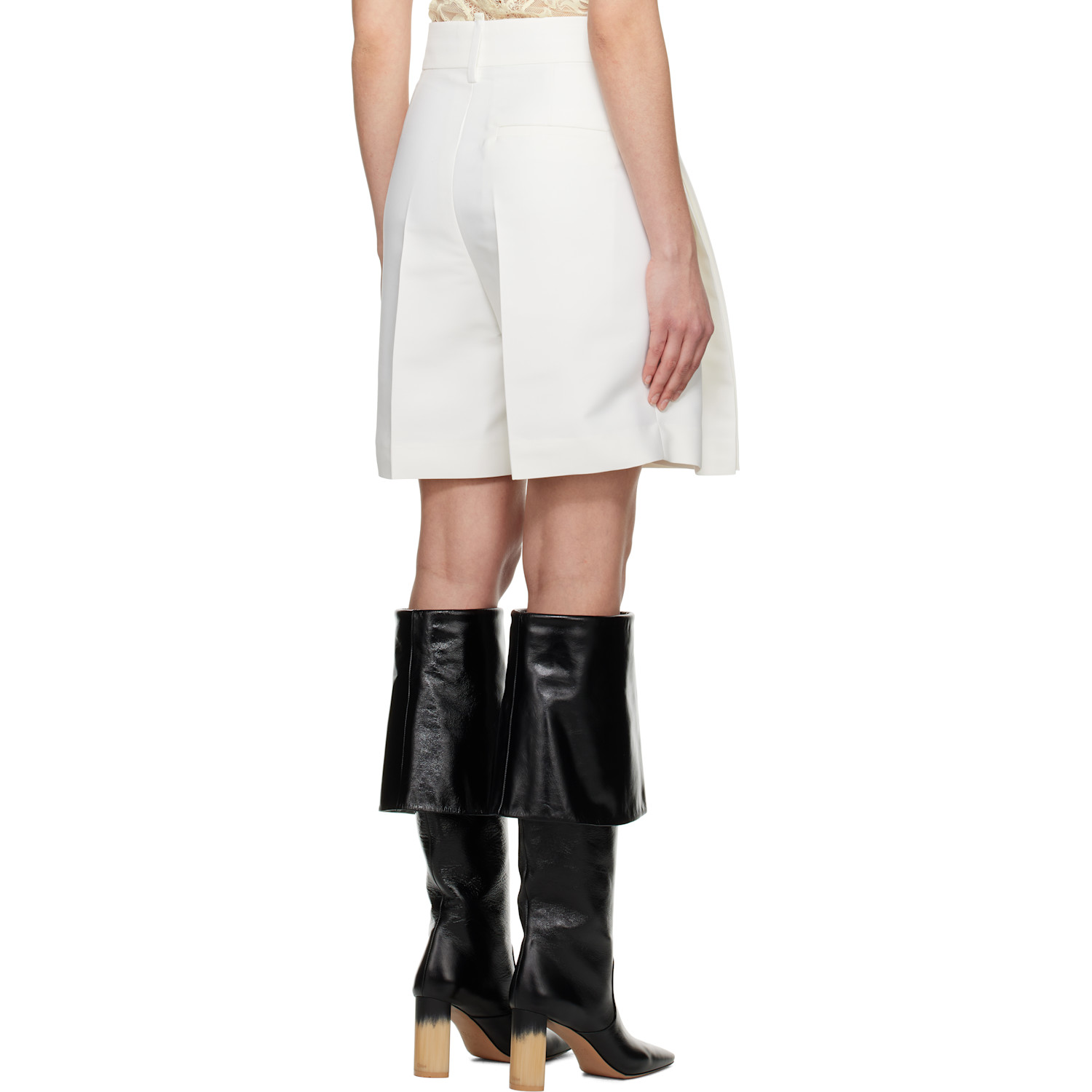  Victoria Beckham Off-white Pleat Detail Culotte Shorts 