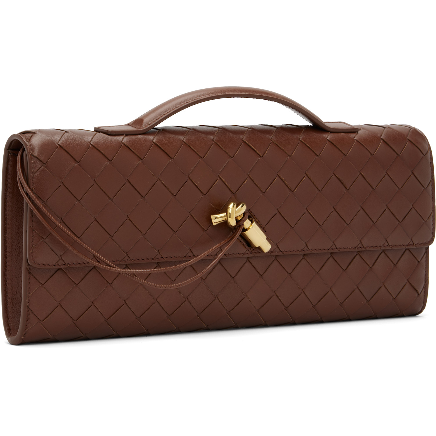  Bottega Veneta Brown Andiamo Clutch 
