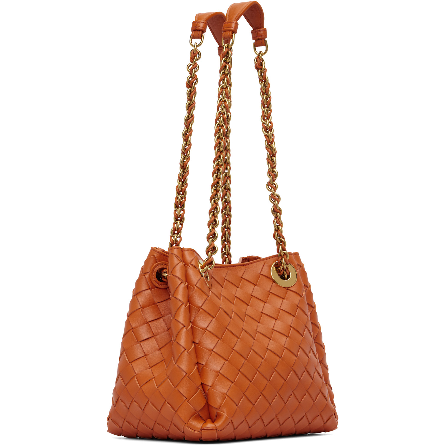  Bottega Veneta Orange Small Parachute Chain Bag 