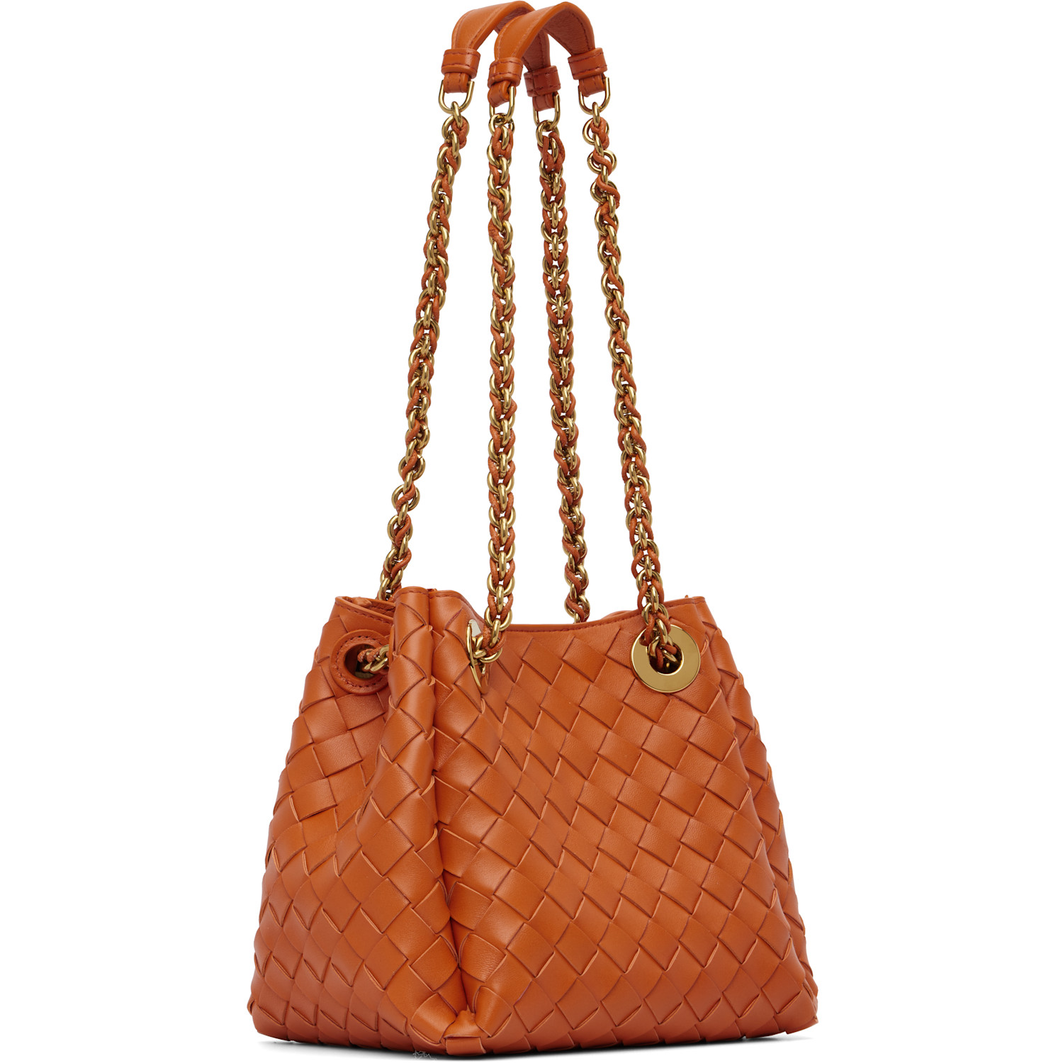  Bottega Veneta Orange Small Parachute Chain Bag 