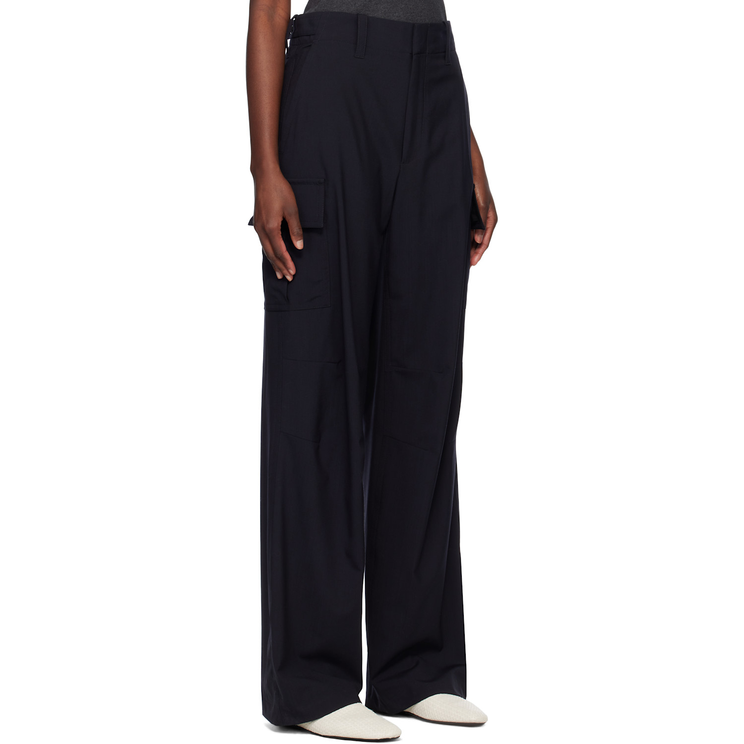  Bottega Veneta Navy Fine Wool Cargo Pants 