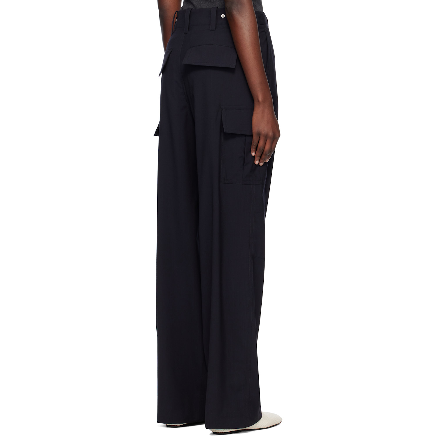  Bottega Veneta Navy Fine Wool Cargo Pants 