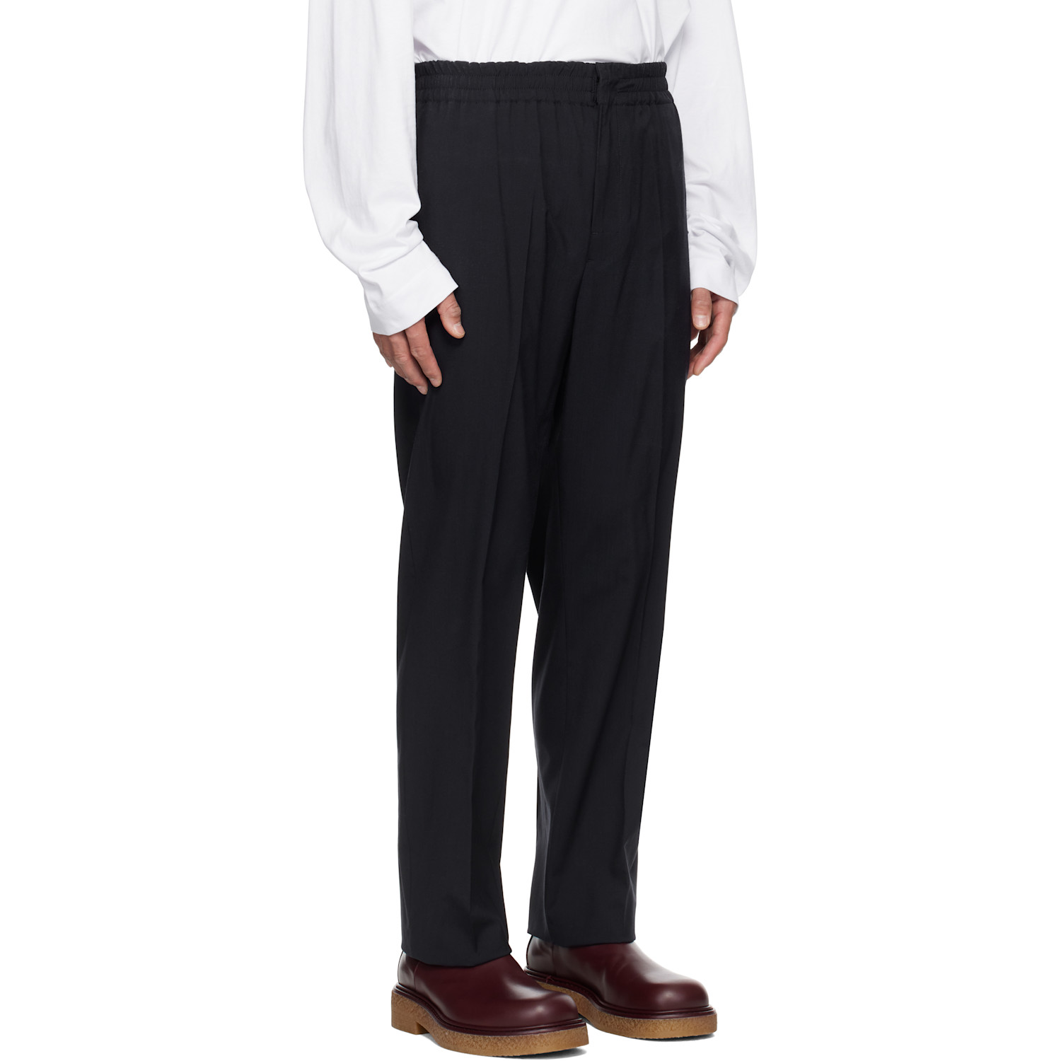  Bottega Veneta Navy Fine Wool Trousers 