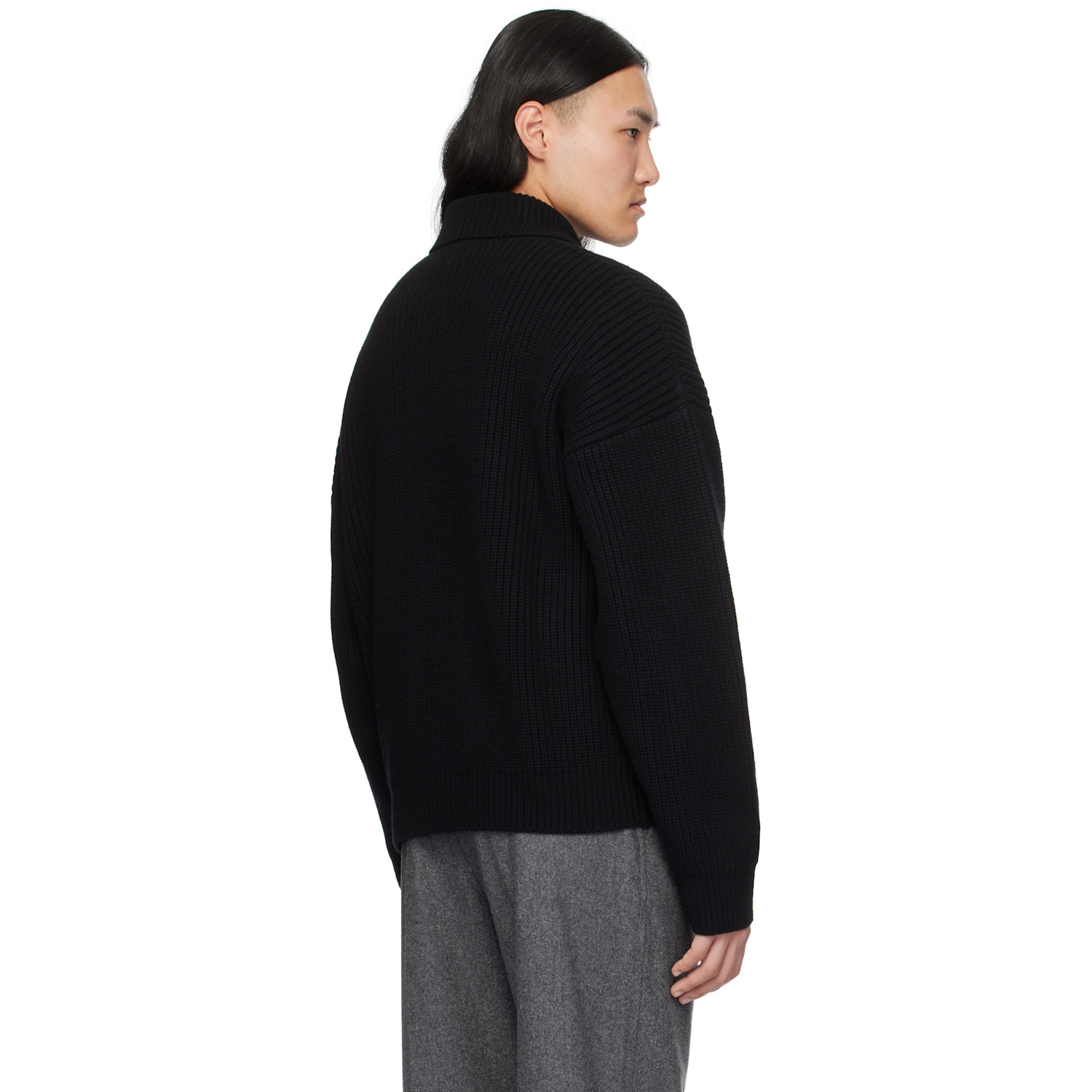  Bottega Veneta Black Wool & Cashmere Rib Turtleneck 