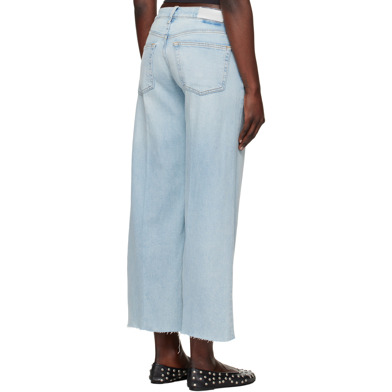  Re/done Blue Comfort Stretch Mid Rise Wide Leg Crop Jeans 
