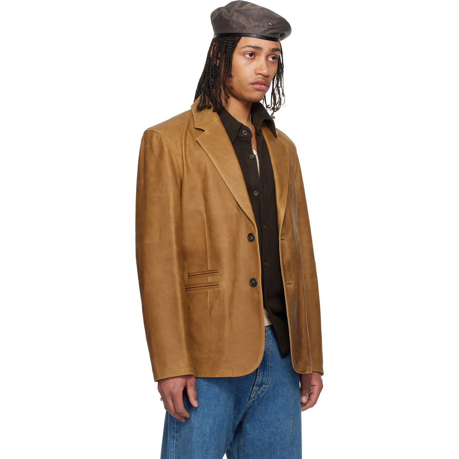  Our Legacy Tan Opening Leather Blazer 