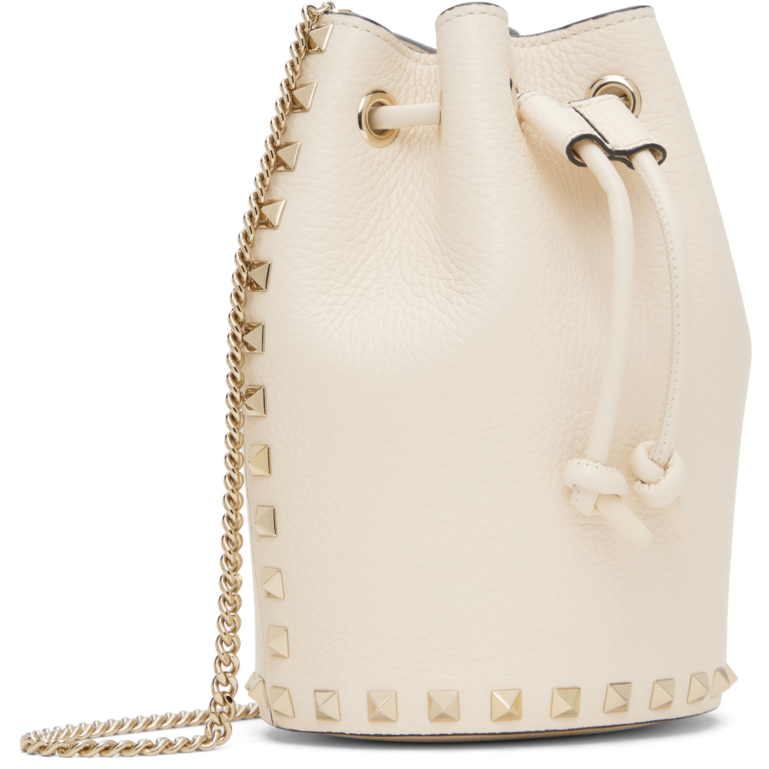  Valentino Garavani Off-white Mini Drawstring Rockstud Bag 