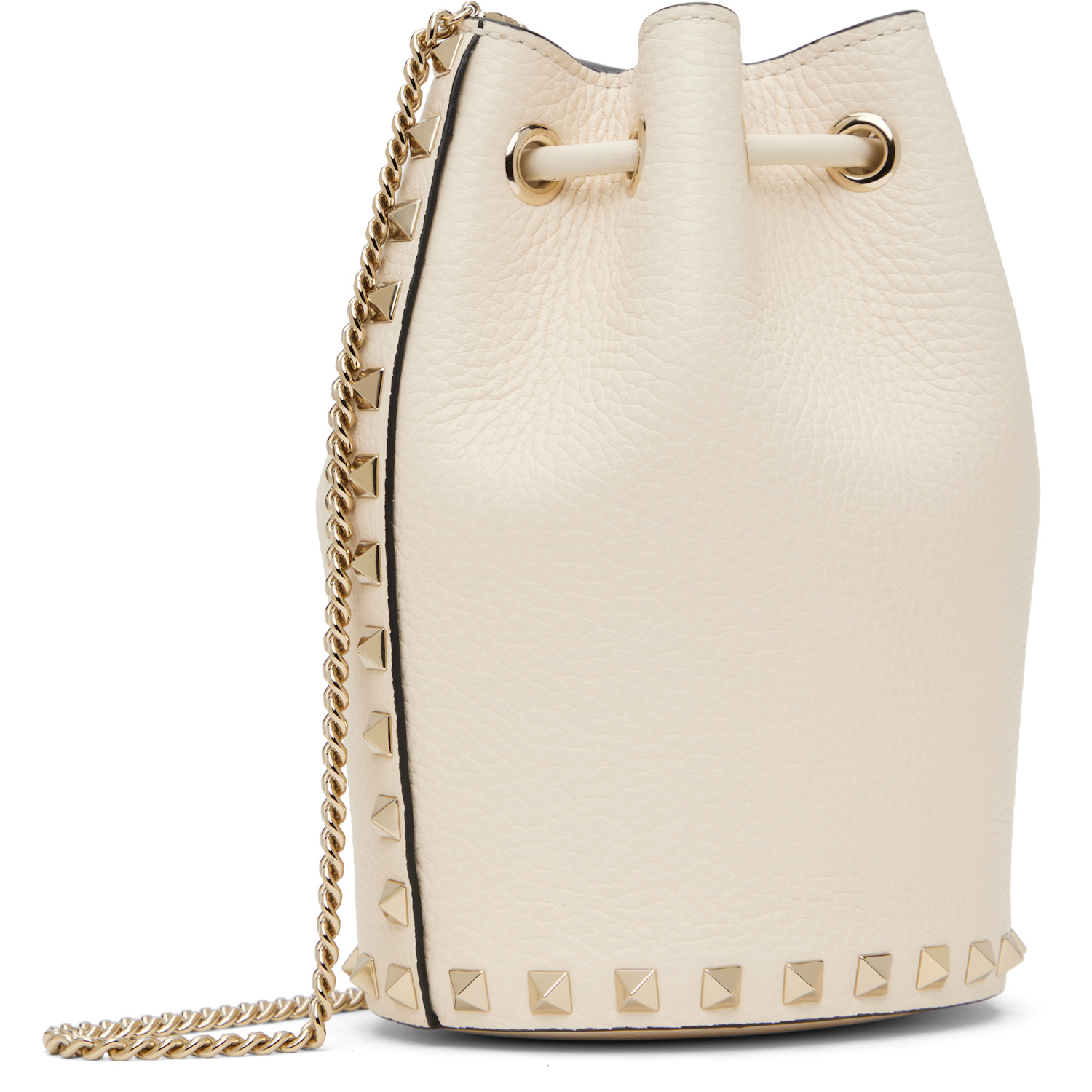  Valentino Garavani Off-white Mini Drawstring Rockstud Bag 