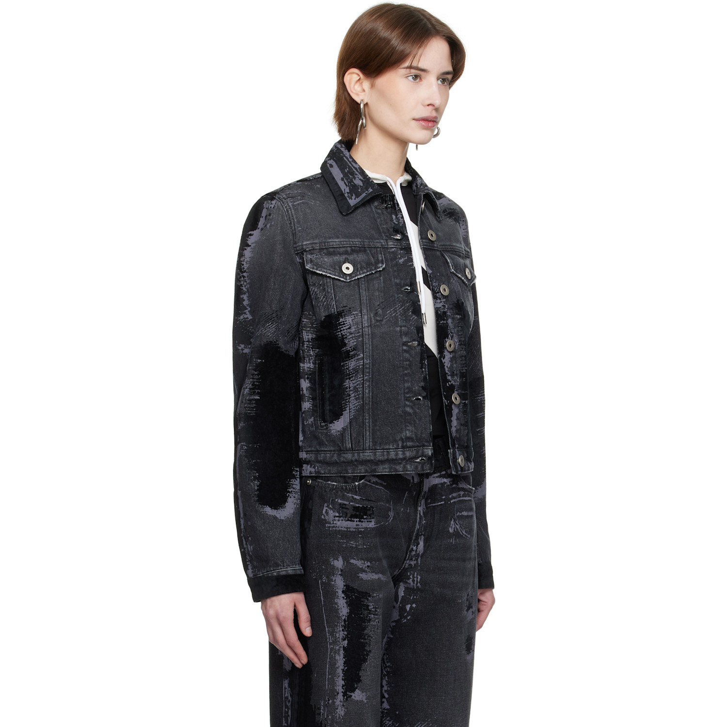  Jean Paul Gaultier Black 'the Flocked' Denim Jacket 
