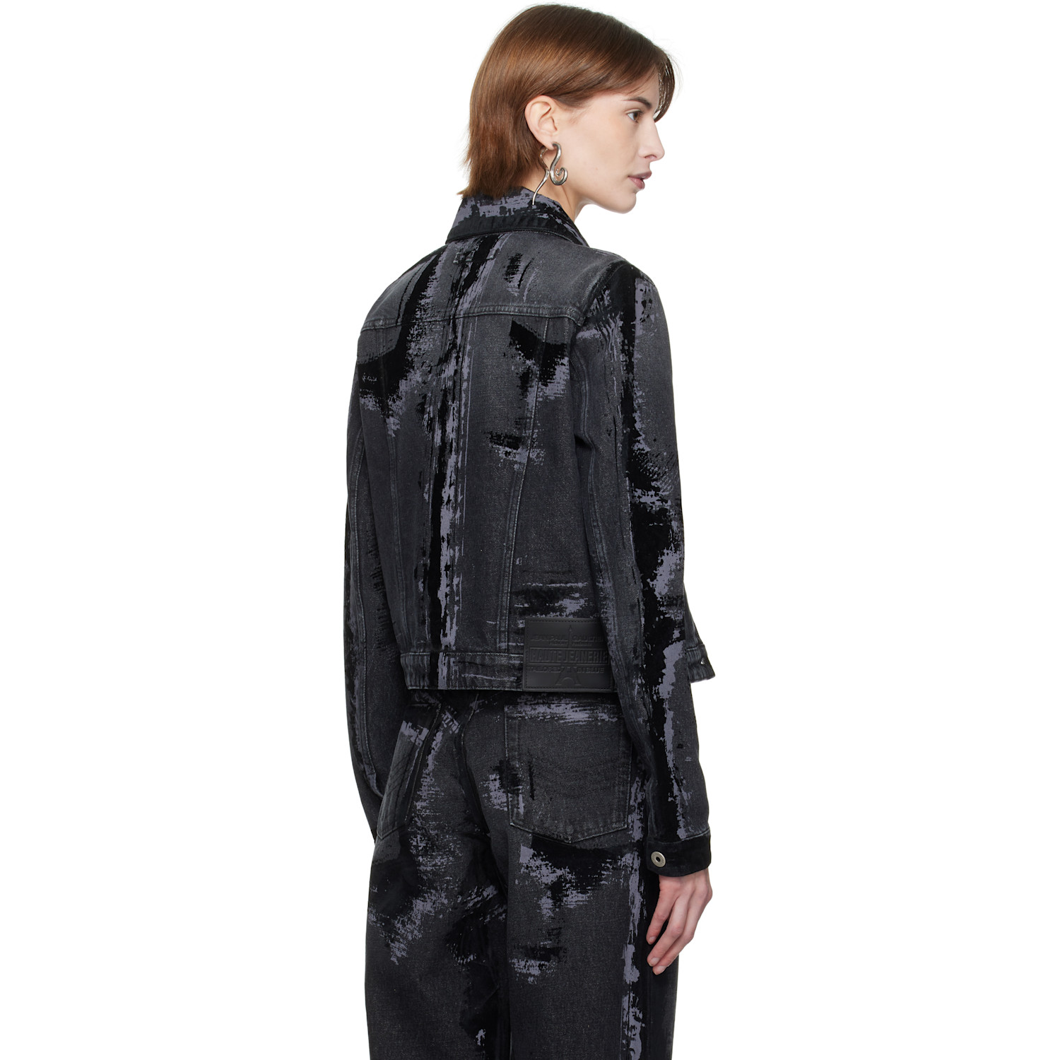  Jean Paul Gaultier Black 'the Flocked' Denim Jacket 