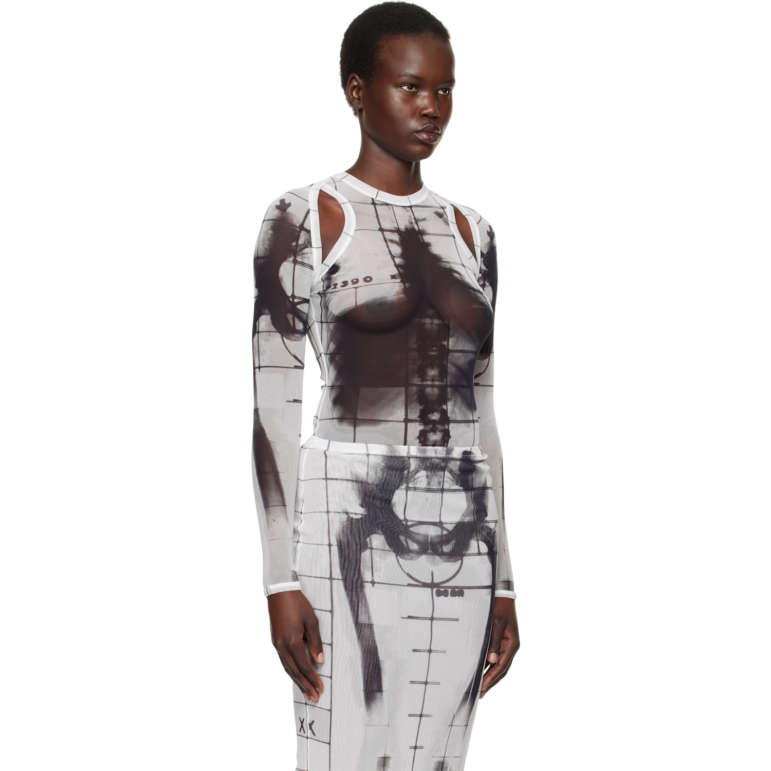  Jean Paul Gaultier White & Black 'the Squeletor' Cardigan 