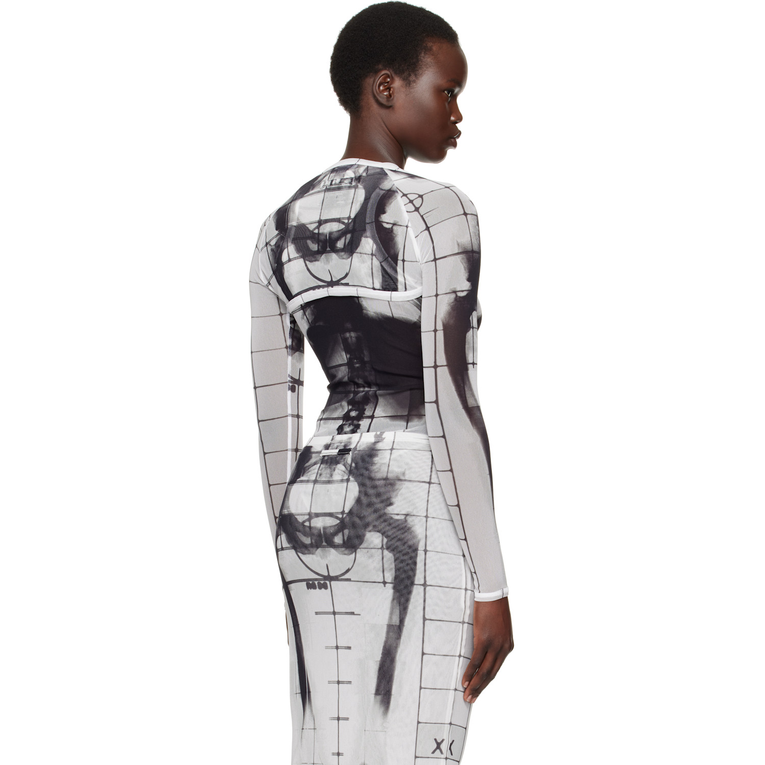  Jean Paul Gaultier White & Black 'the Squeletor' Cardigan 