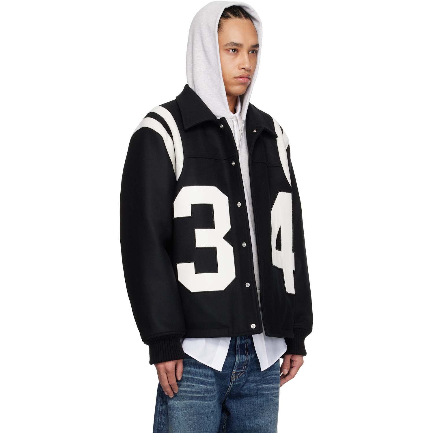  Ambush Black & White Varsity Bomber Jacket 