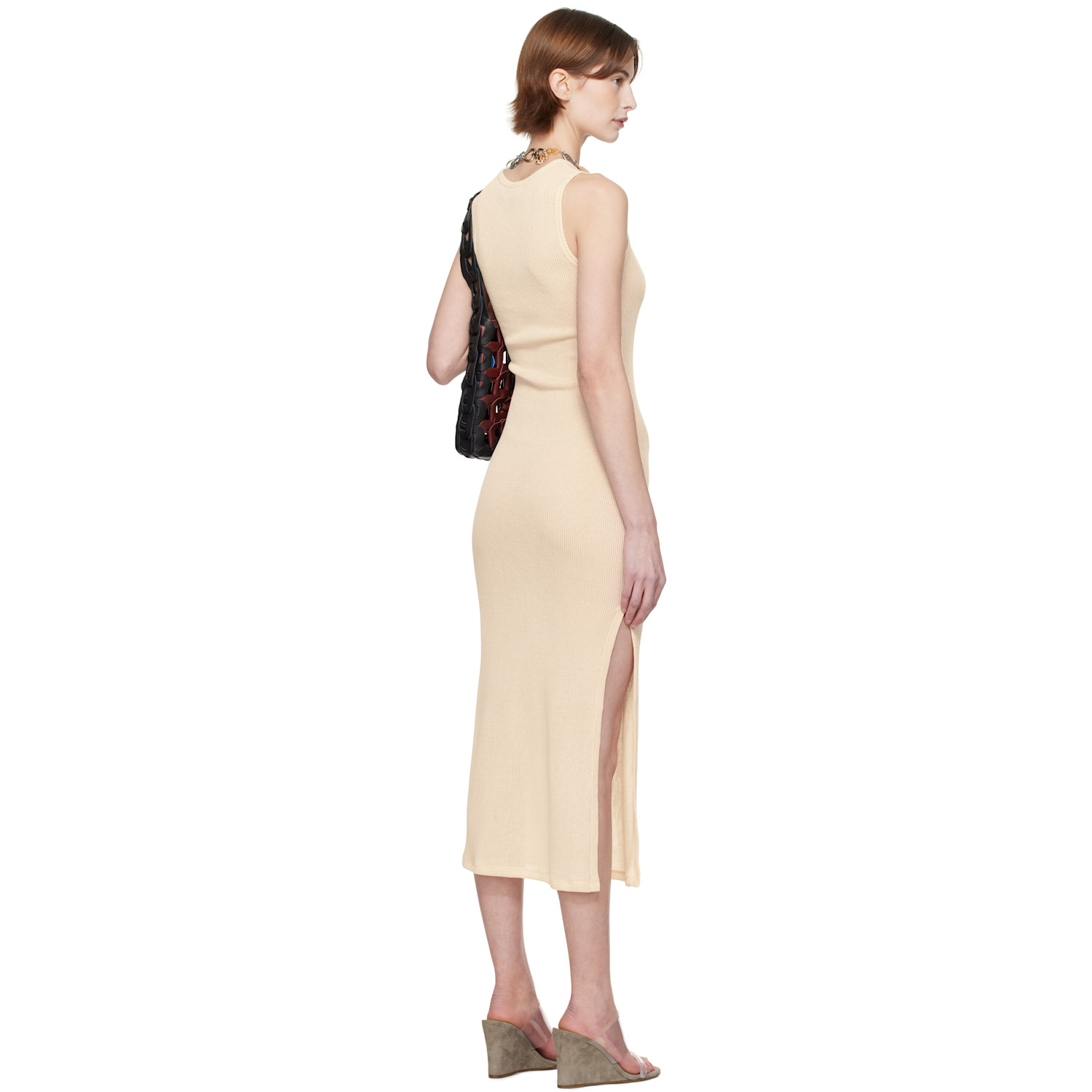  Eckhaus Latta Beige Spiral Midi Dress 