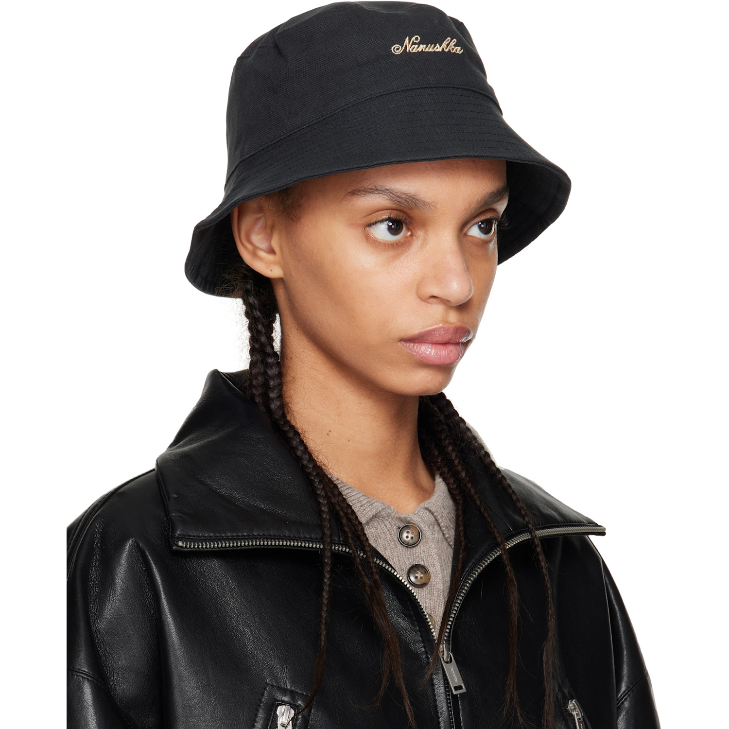  Nanushka Black Caran Bucket Hat 
