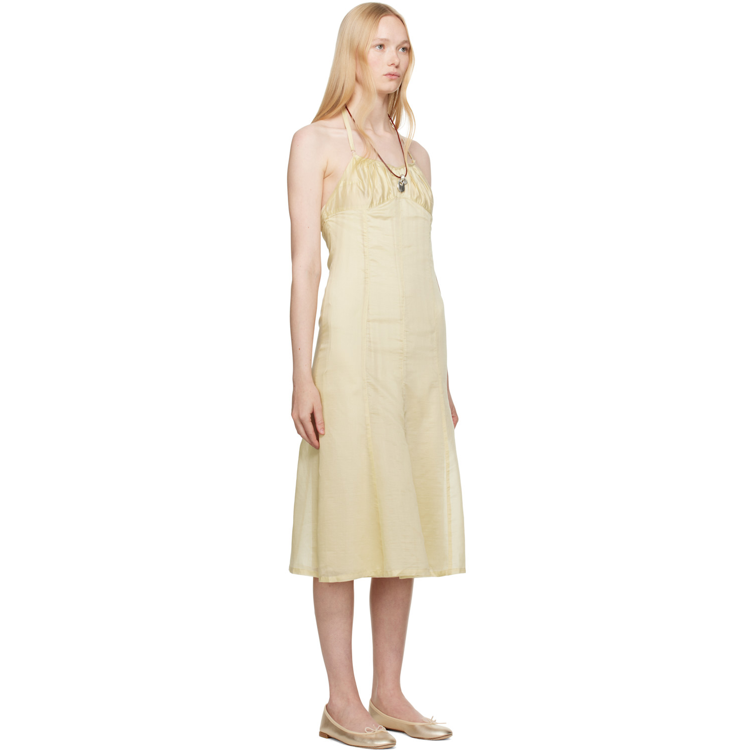  Belle Anna Yellow Flore Midi Dress 