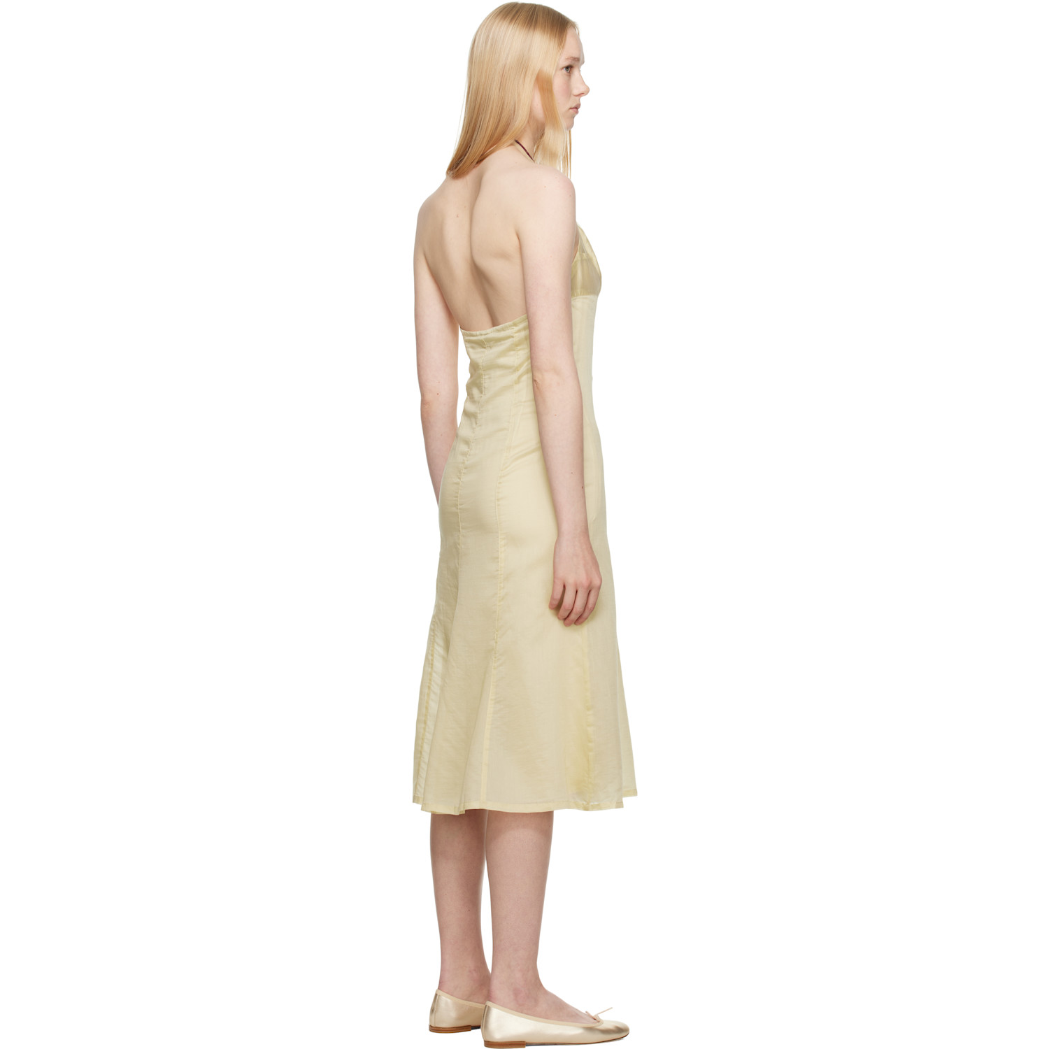  Belle Anna Yellow Flore Midi Dress 