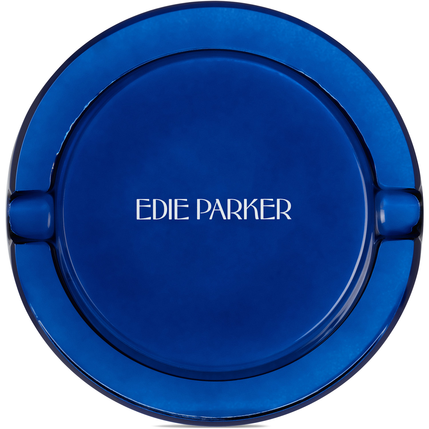  Edie Parker Purple & Navy Glass Tabletop Lighter Ashtray Set 