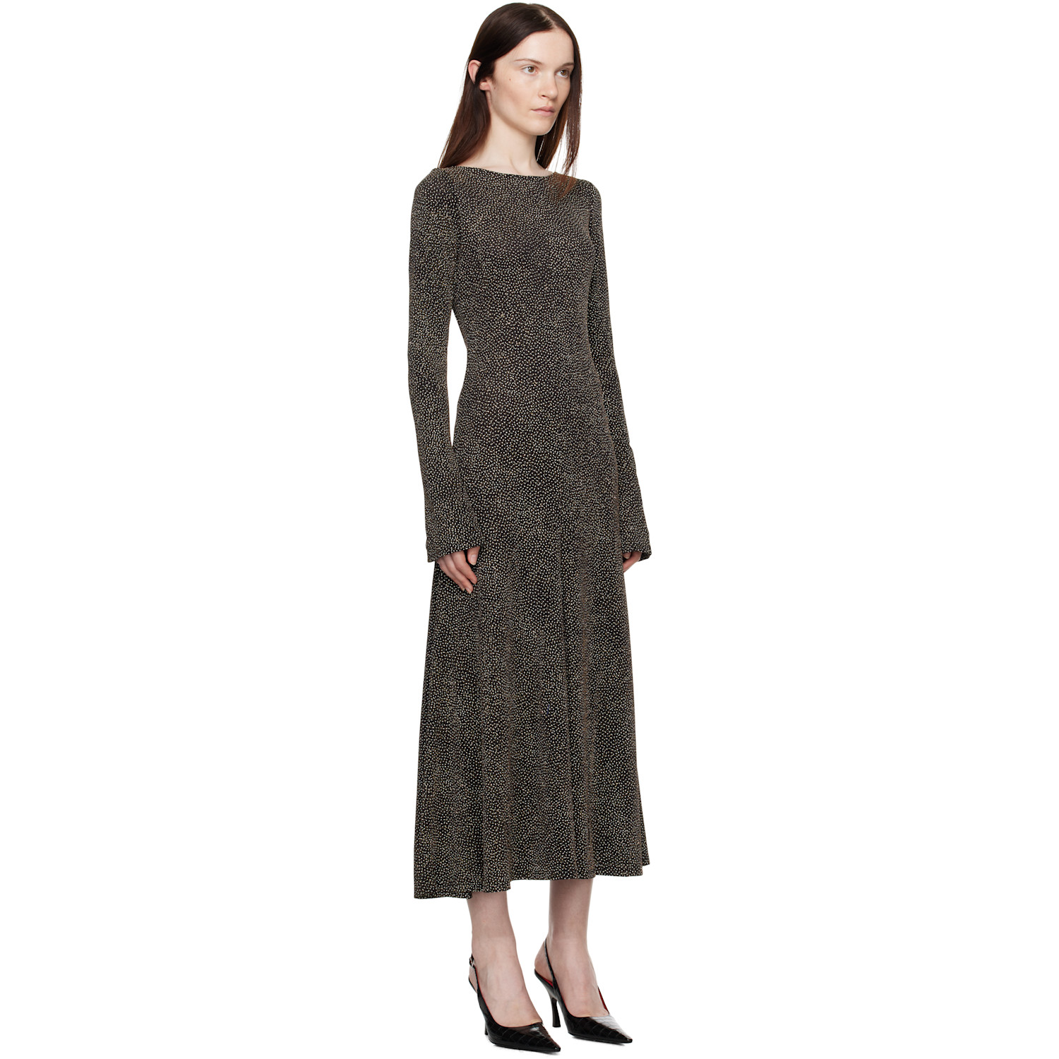  Beaufille Black & Gold Baes Open Back Maxi Dress 