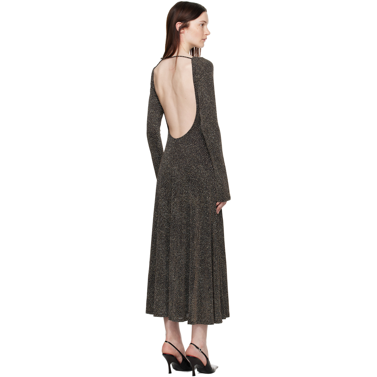  Beaufille Black & Gold Baes Open Back Maxi Dress 