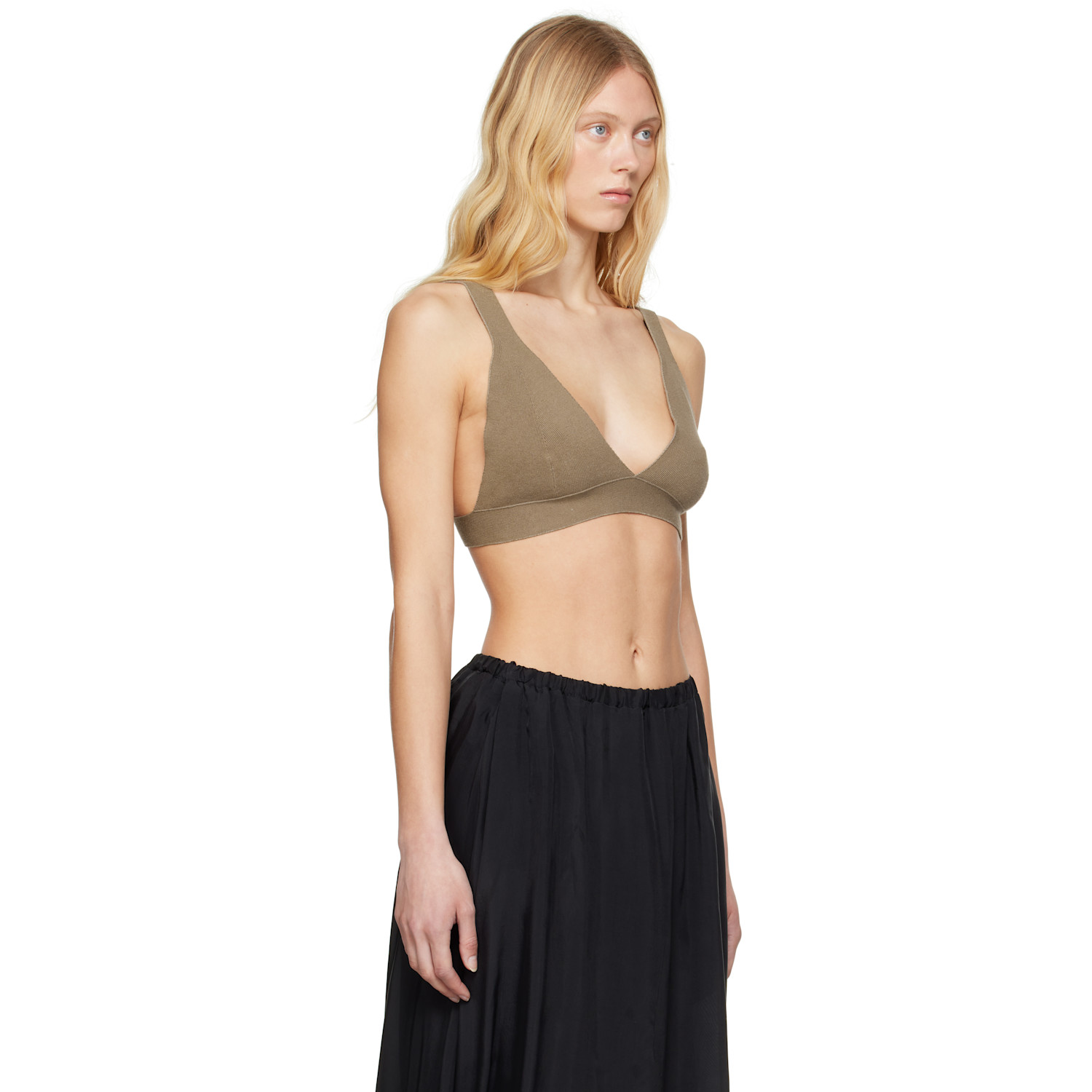  Lauren Manoogian Khaki Rib Triangle Bralette 