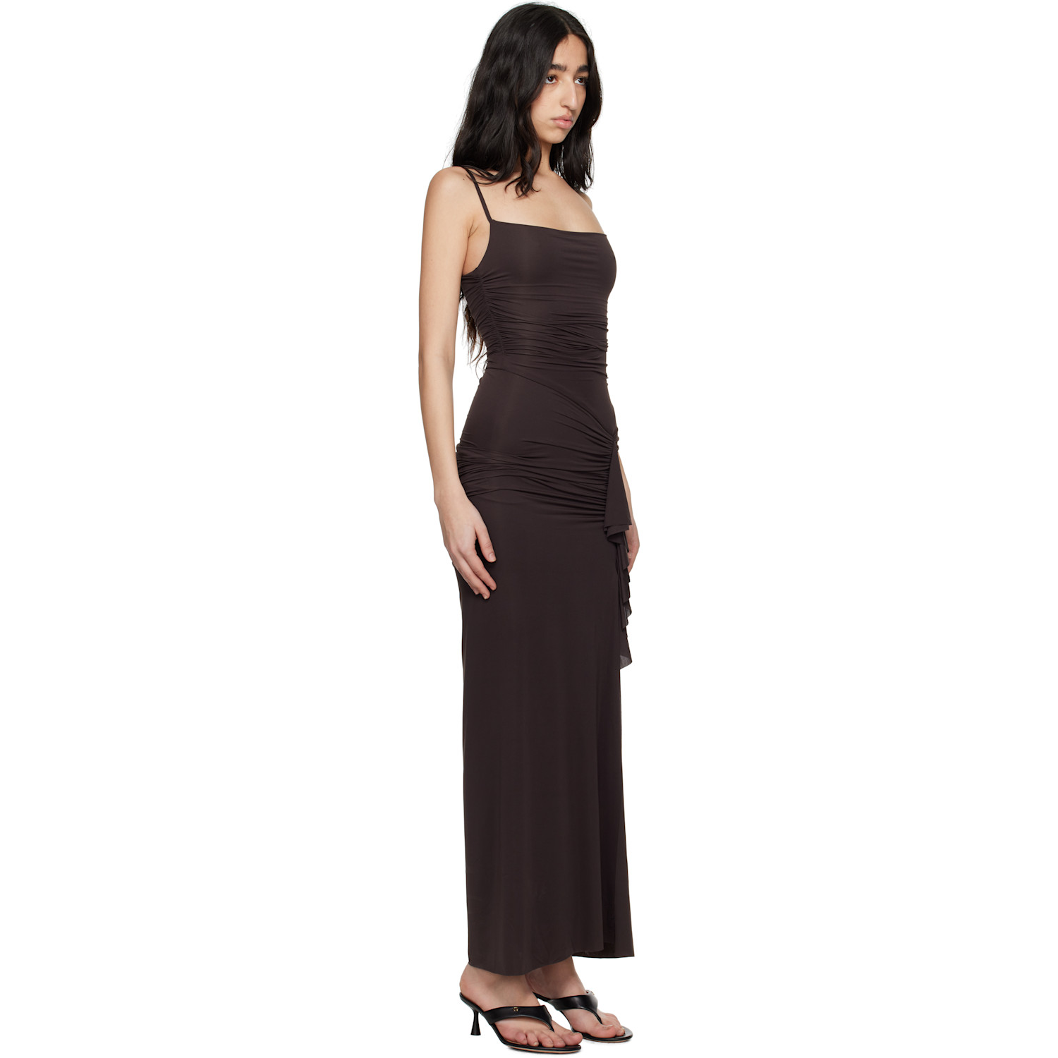  Bec + Bridge Brown Nara Ruffle Maxi Dress 