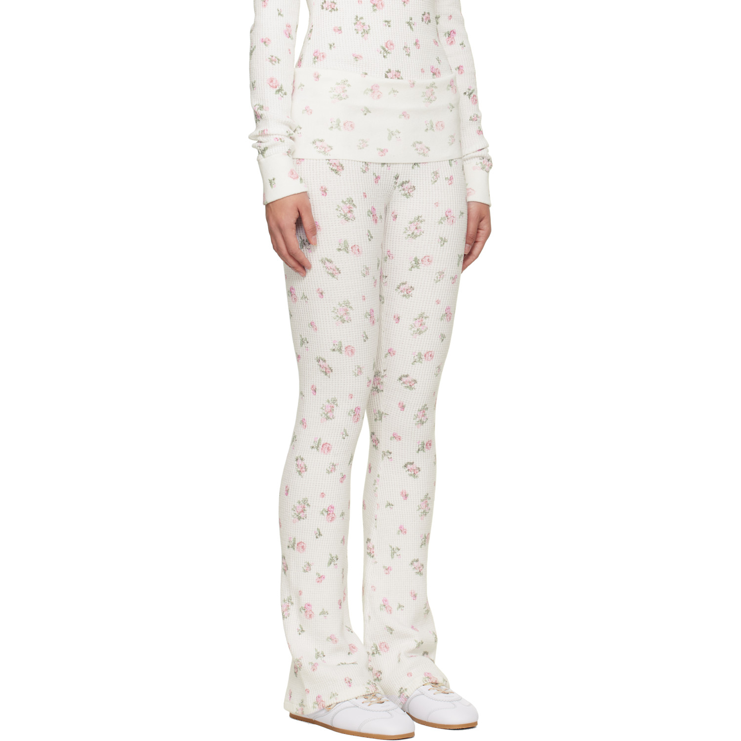  Guizio White Flared Thermal Lounge Pants 