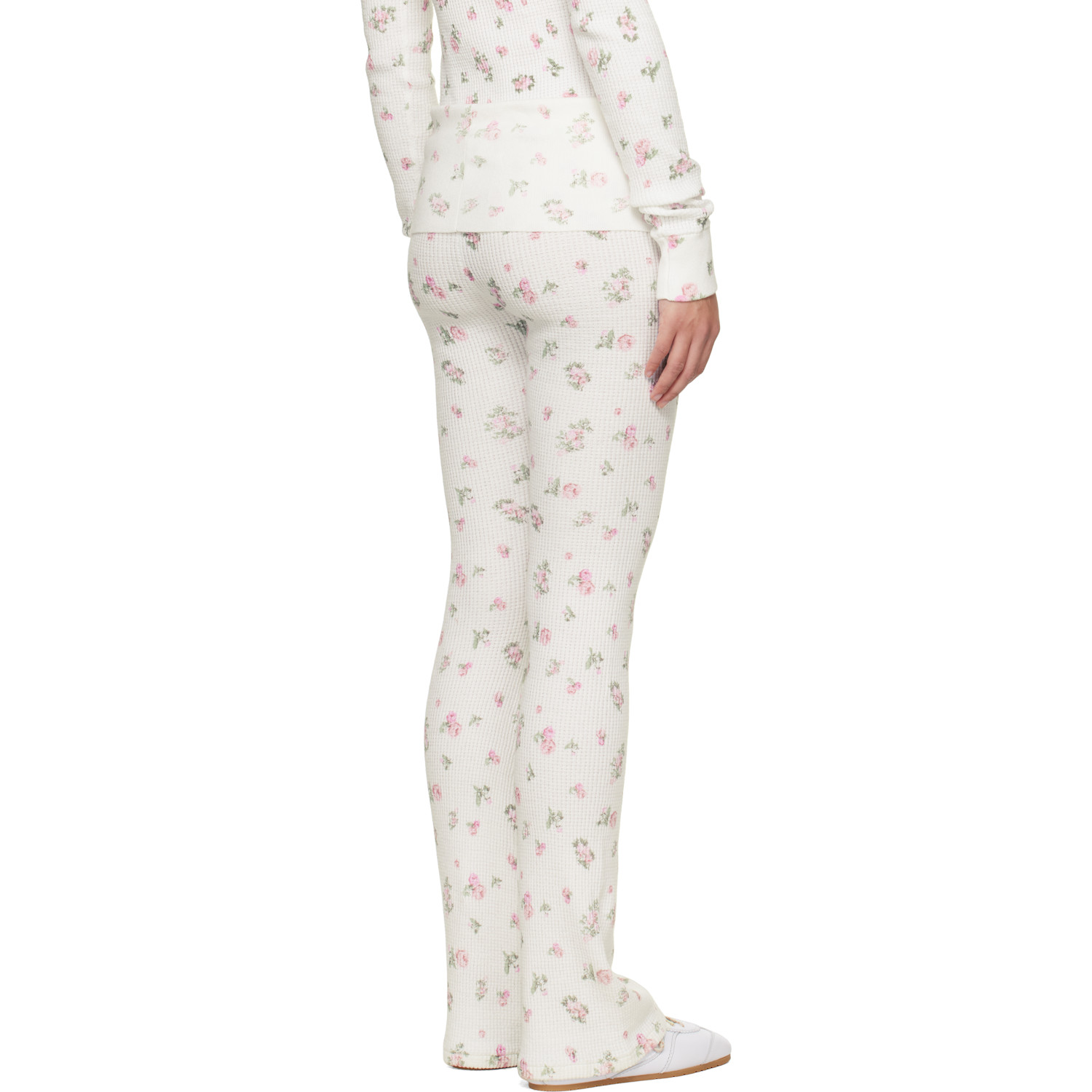  Guizio White Flared Thermal Lounge Pants 