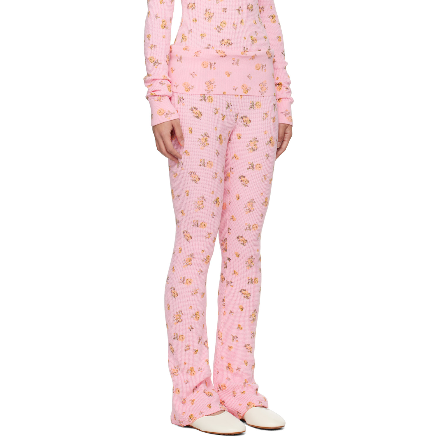  Guizio Pink Flared Thermal Lounge Pants 