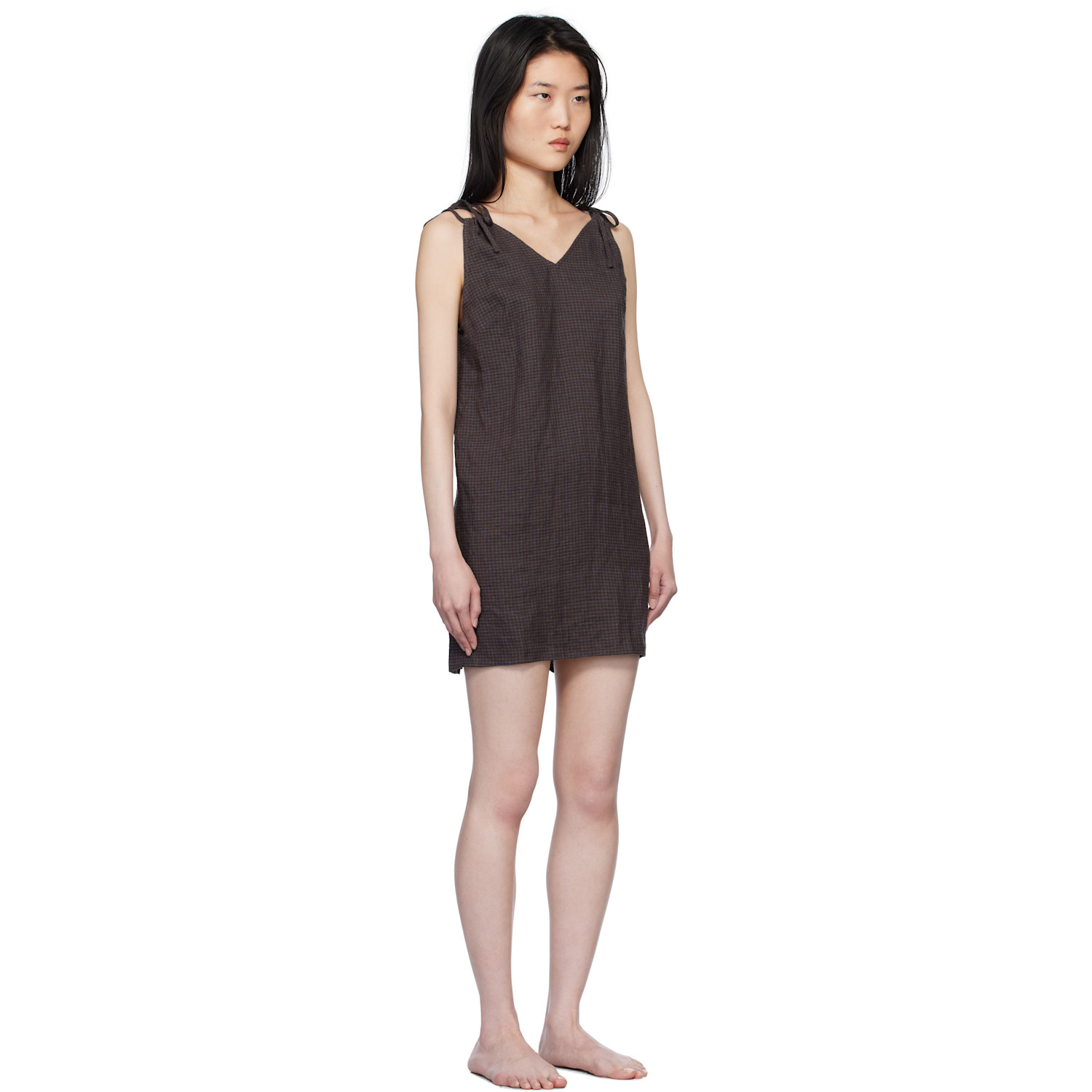  Deiji Studios Brown & Blue Looped Minidress 
