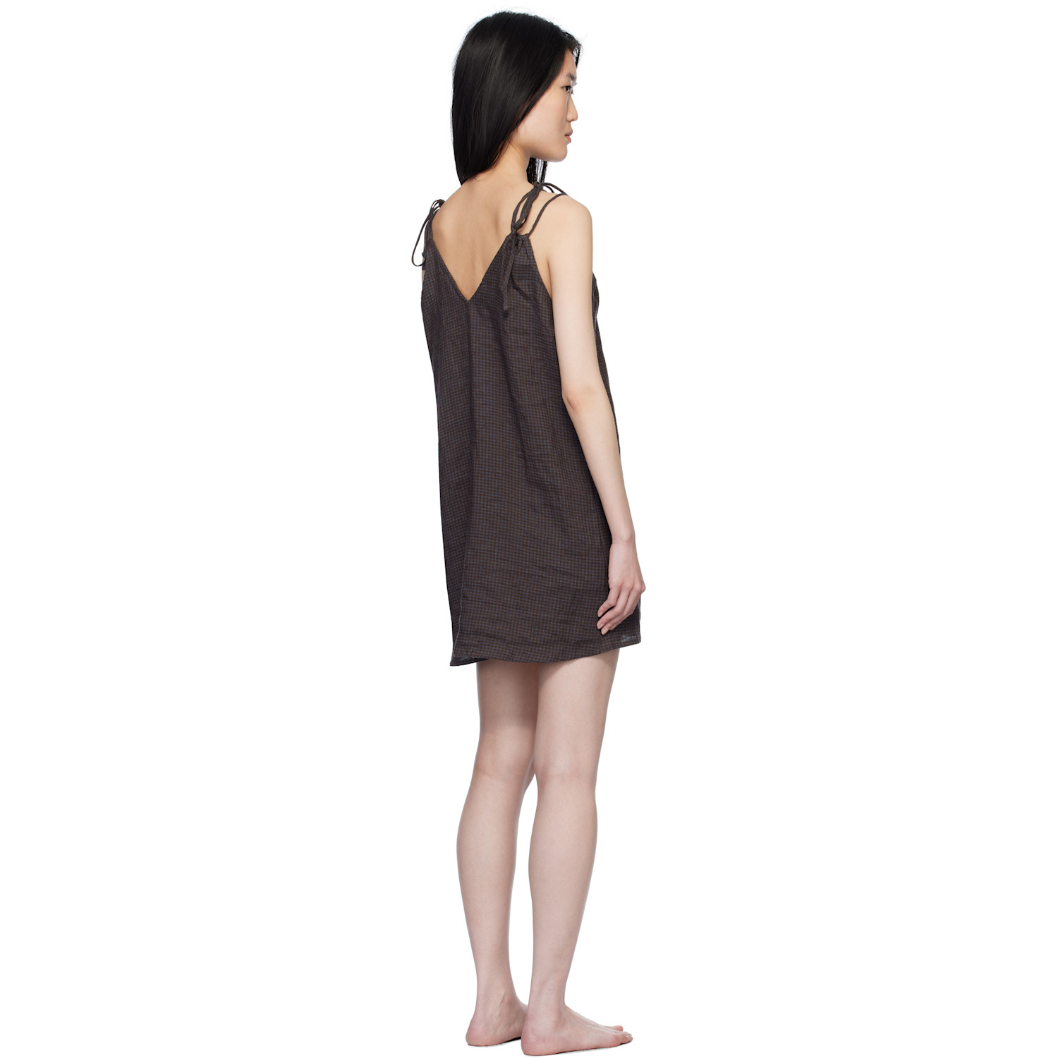  Deiji Studios Brown & Blue Looped Minidress 