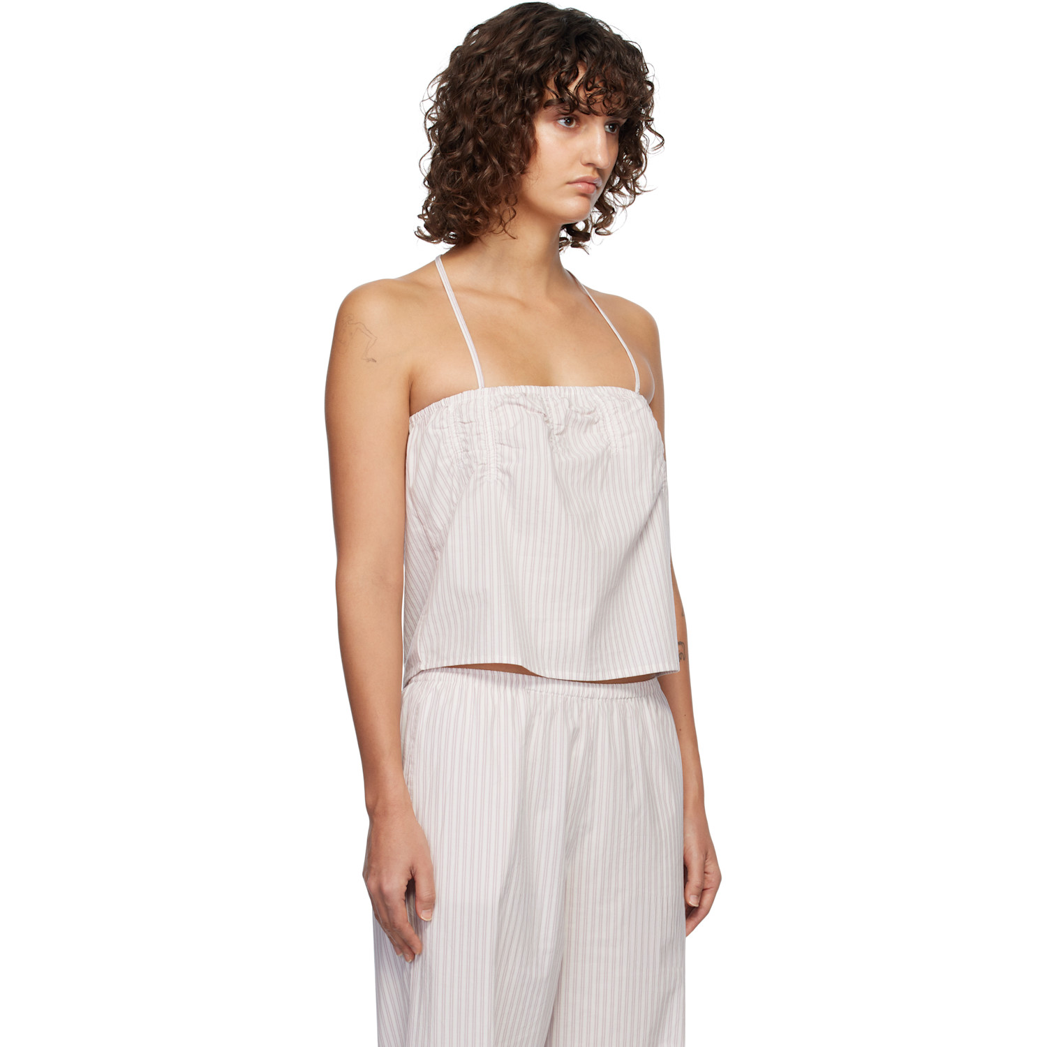  Deiji Studios White & Pink Tube Top 