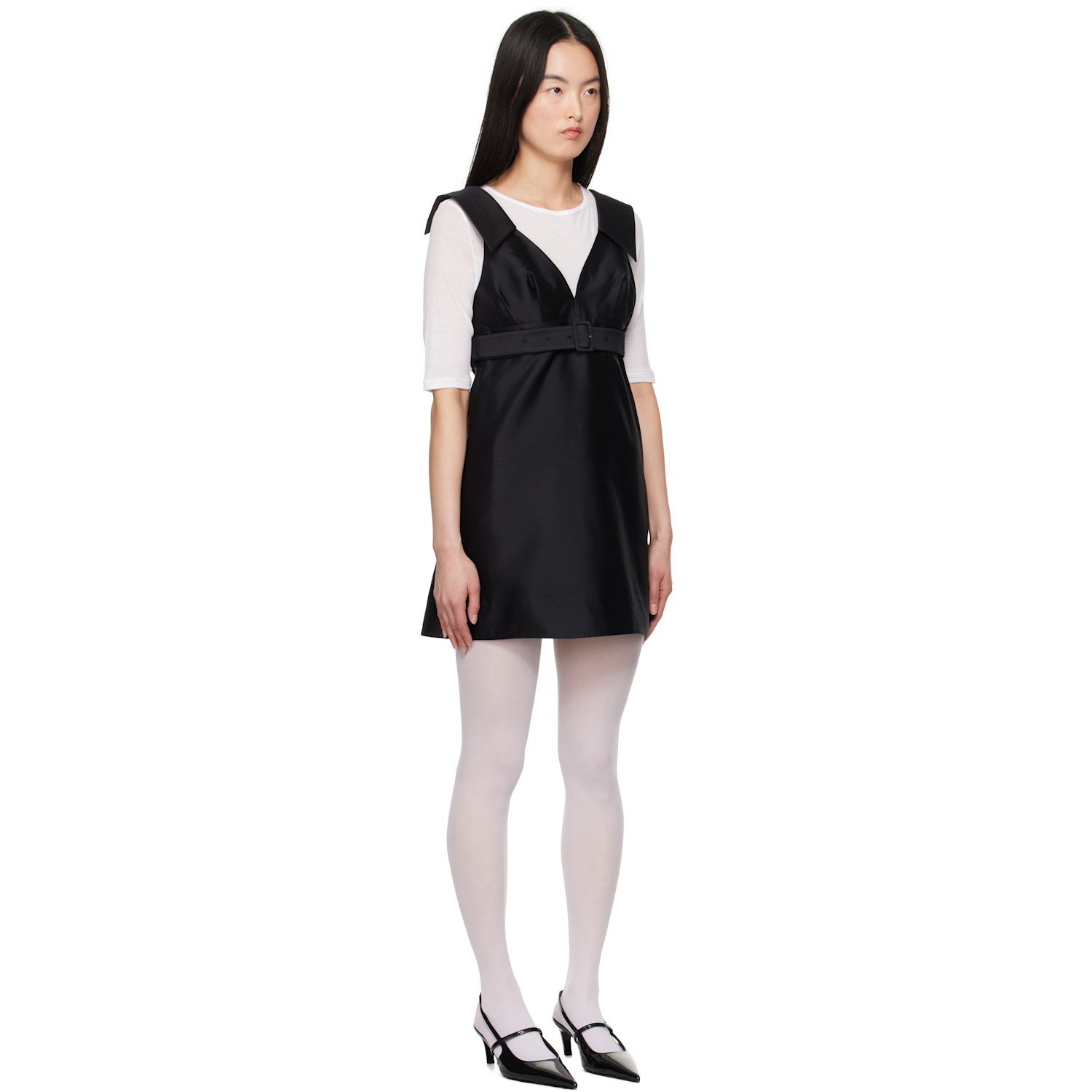  Shushu/tong Black A-line Lapel Minidress 