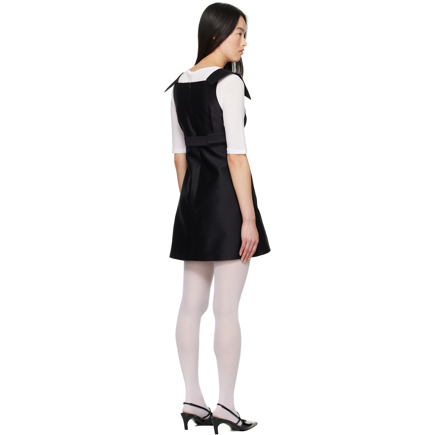  Shushu/tong Black A-line Lapel Minidress 