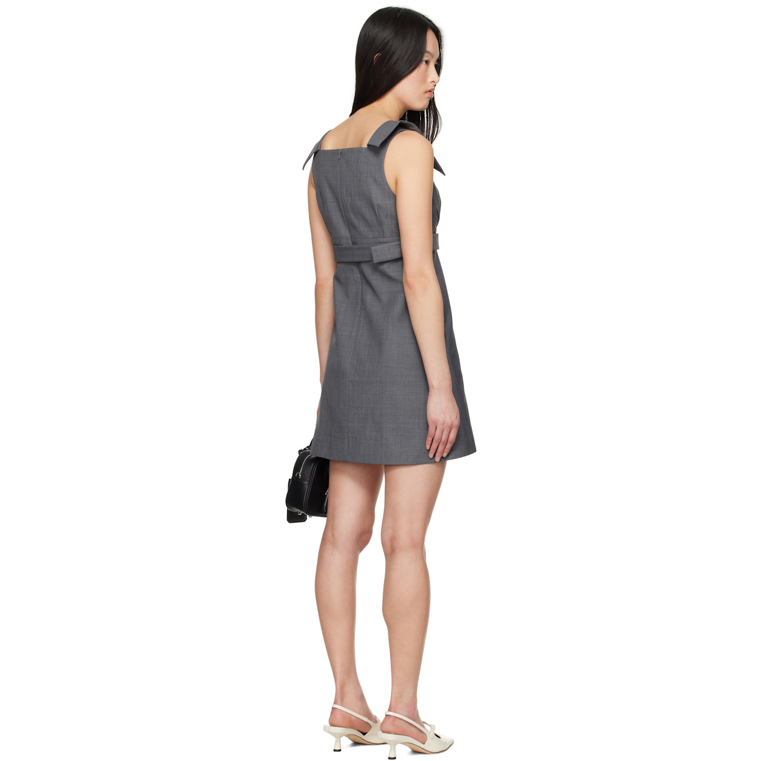  Shushu/tong Gray A-line Lapel Minidress 