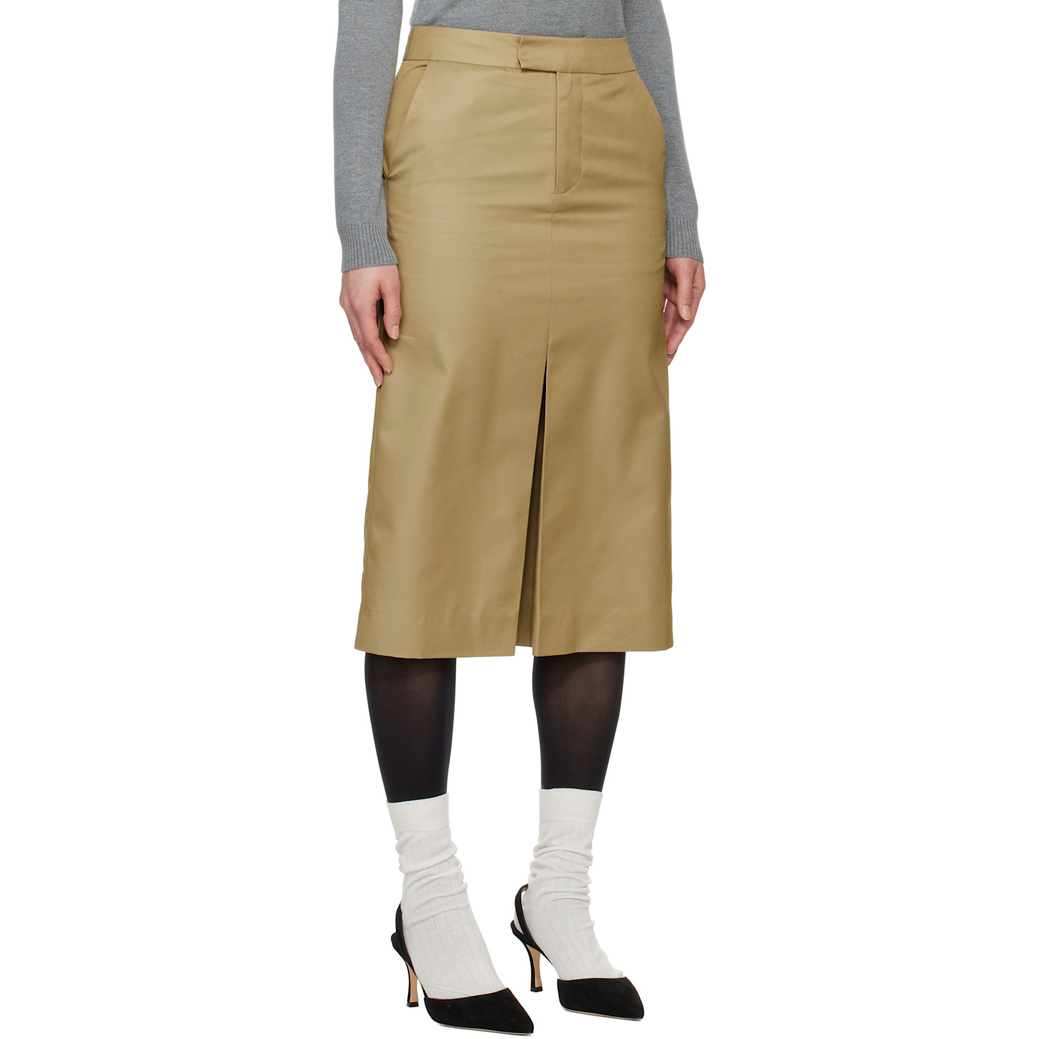  Shushu/tong Tan Front-slit Straight Midi Skirt 