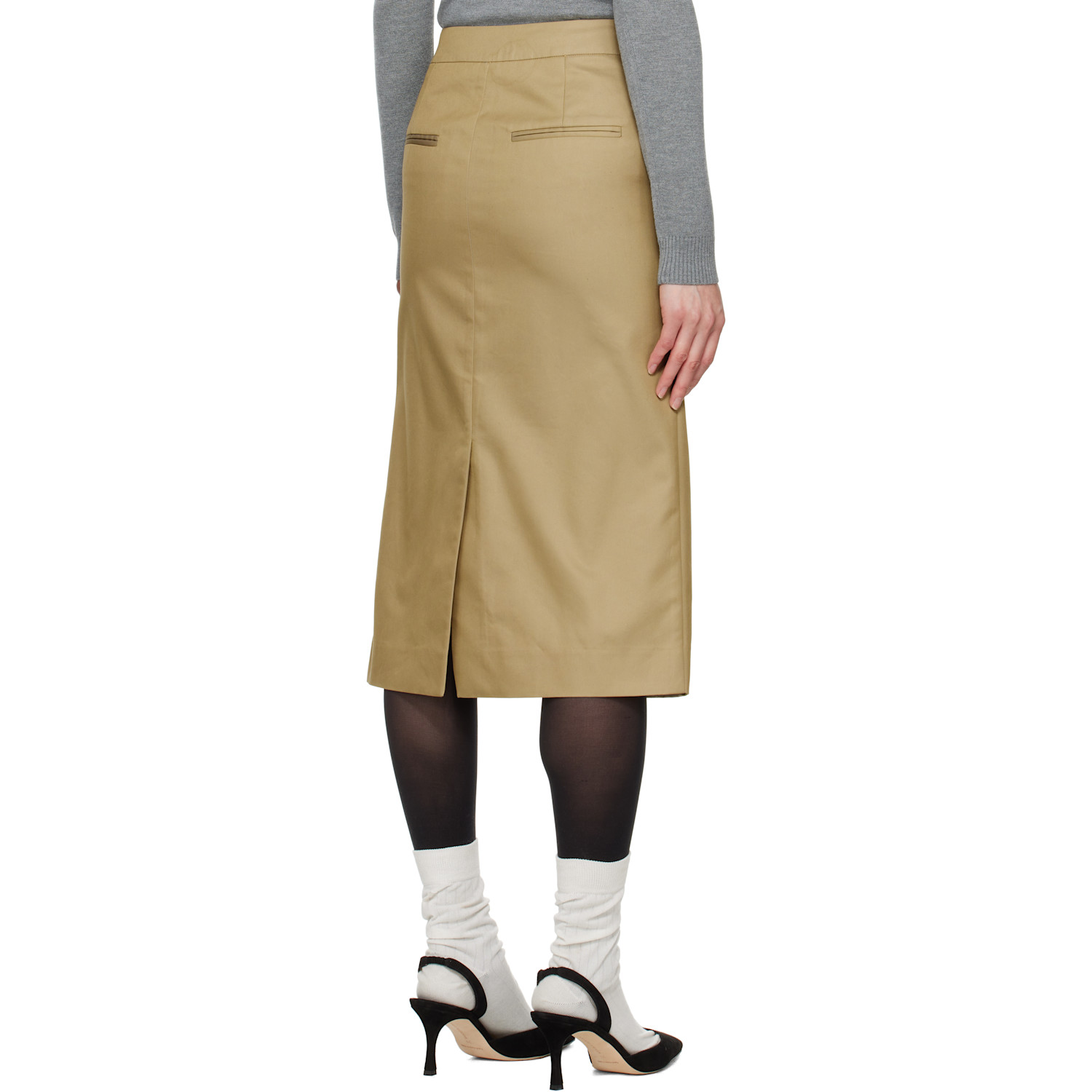  Shushu/tong Tan Front-slit Straight Midi Skirt 