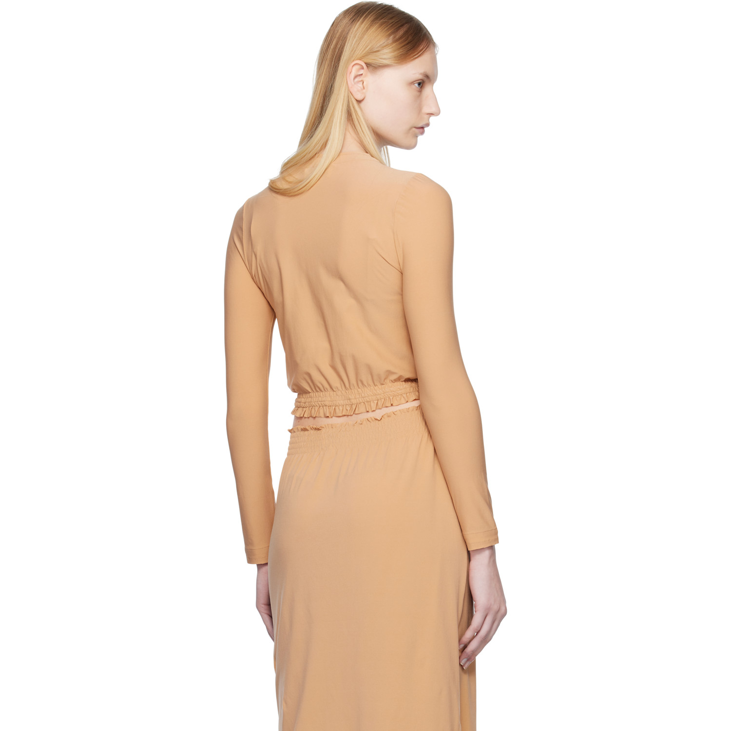 Shushu/tong Beige Elastic Fitted Cardigan 
