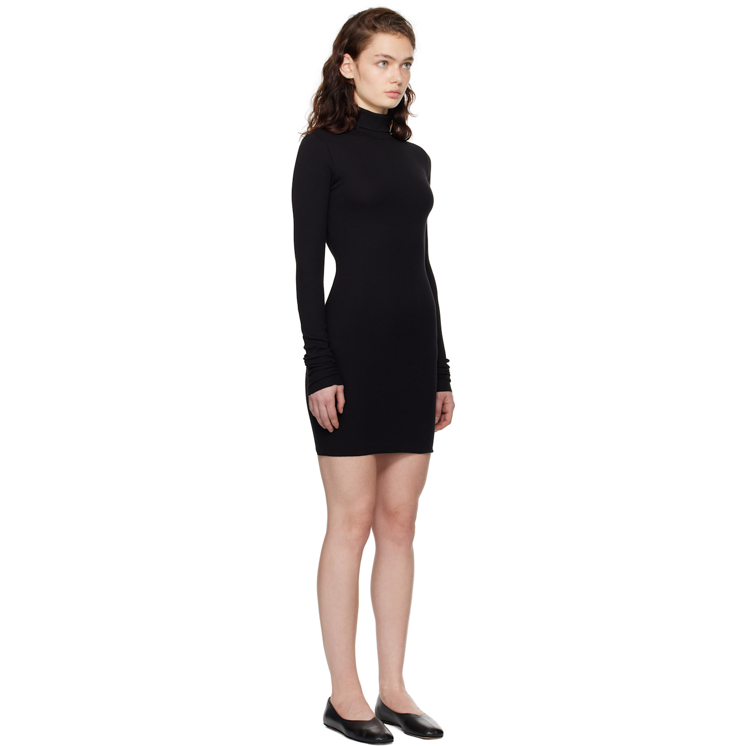  éterne Black Long Sleeve Turtleneck Minidress 