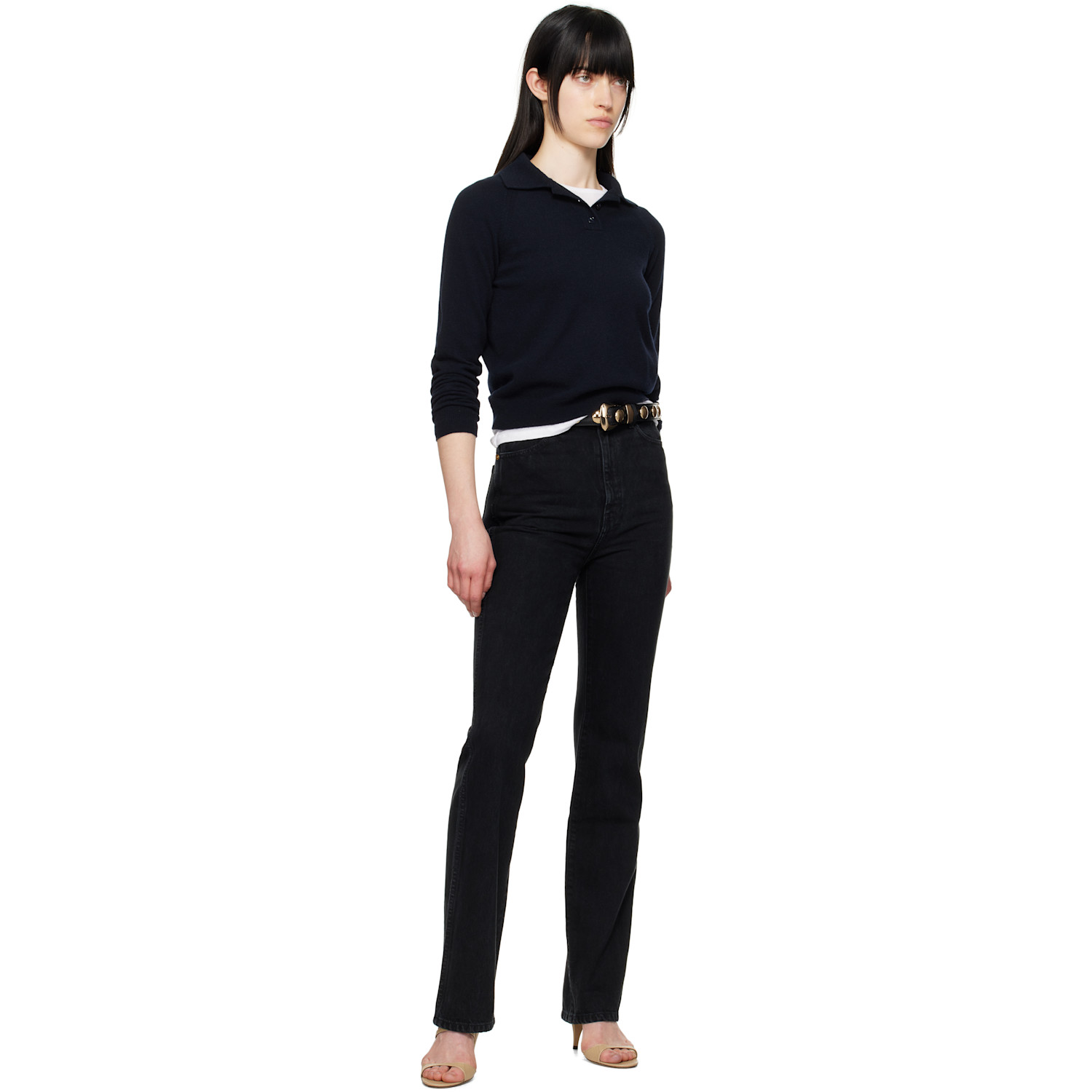  Khaite Black Benny With Studs Belt 