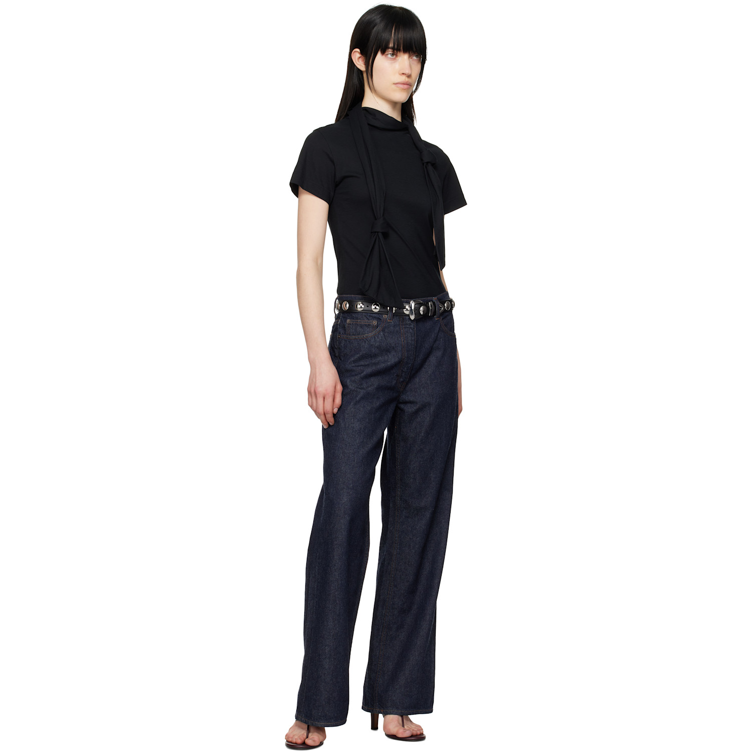  Khaite Black Benny With Studs Belt 