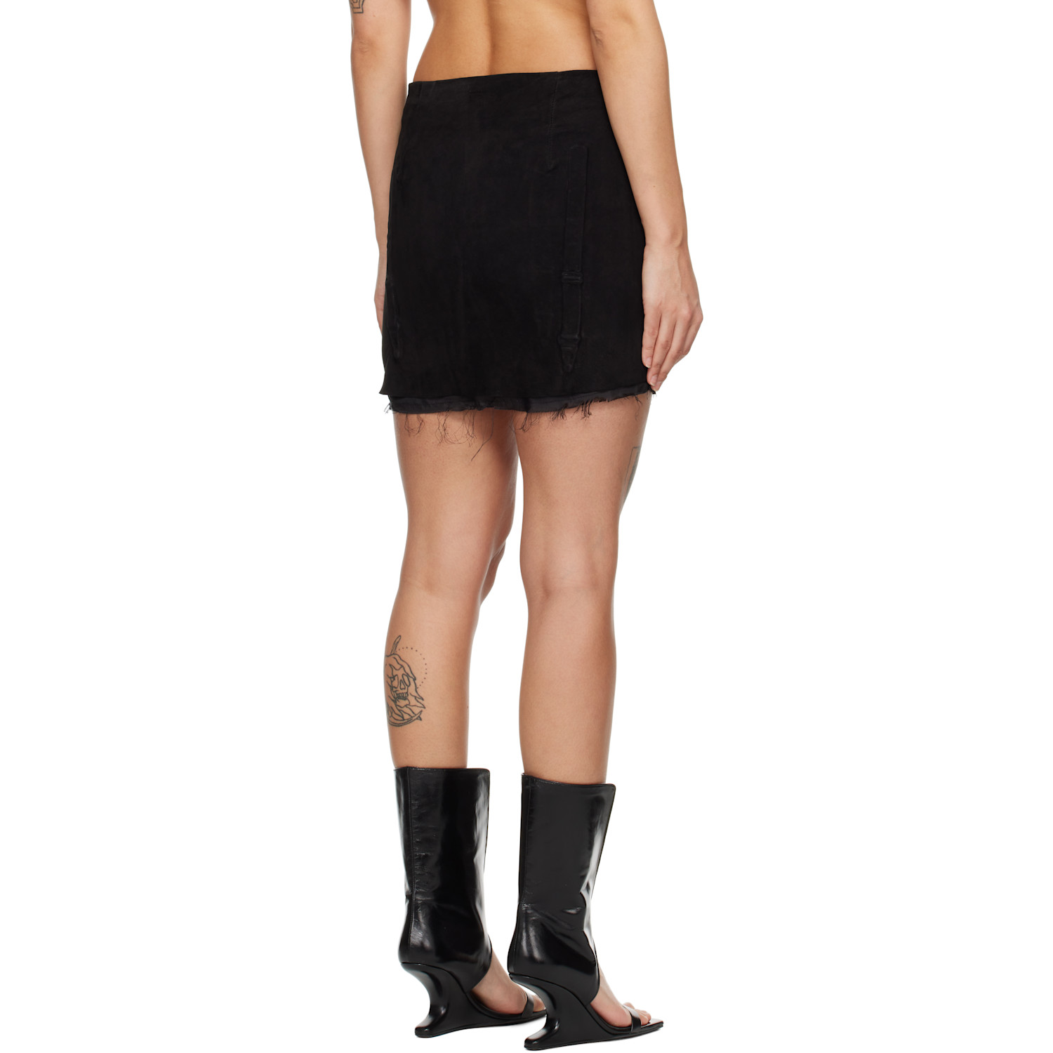  Liza Keane Black Suspender Suede Miniskirt 